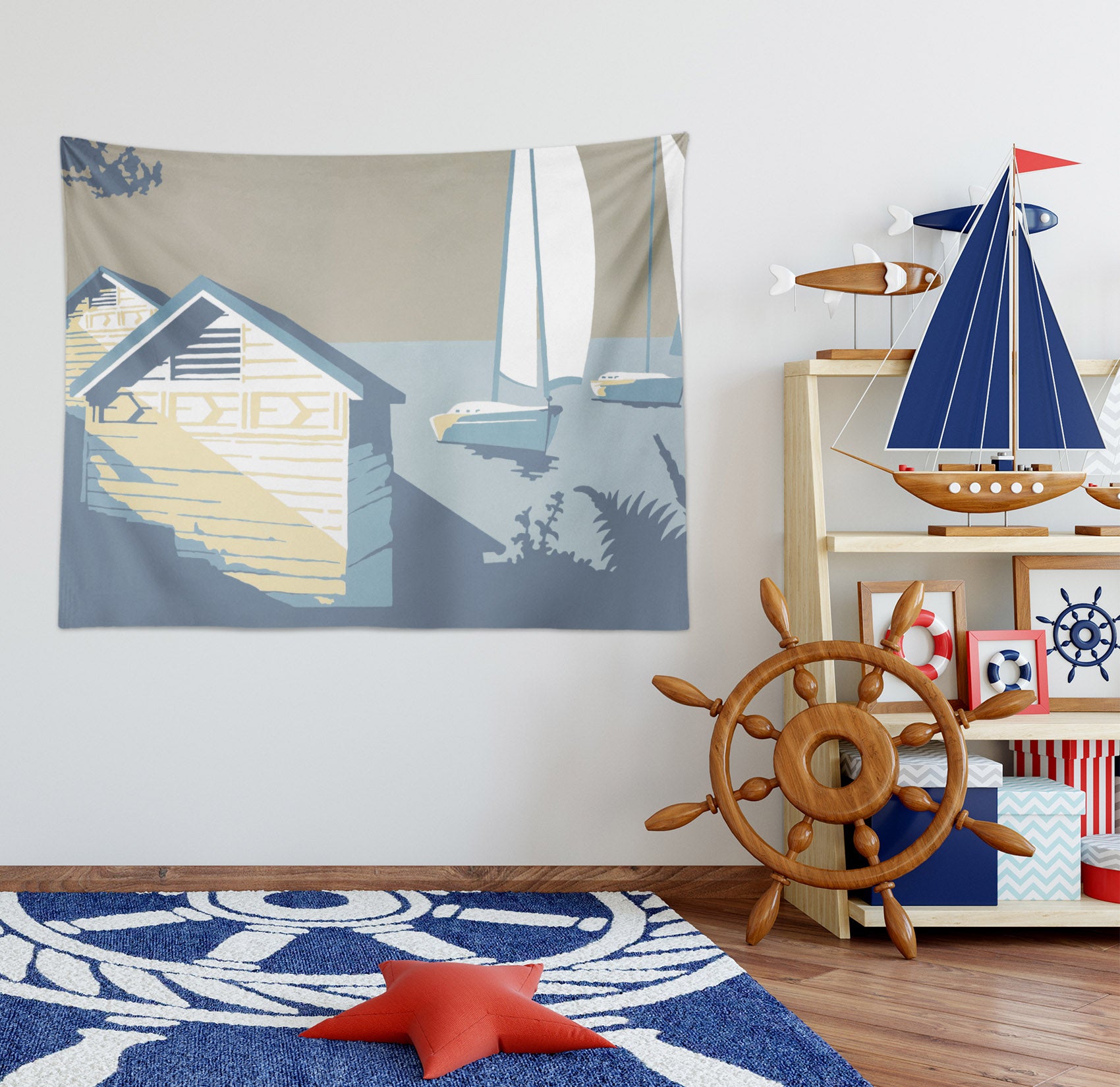 3D Blue House Lake 5303 Steve Read Tapestry Hanging Cloth Hang