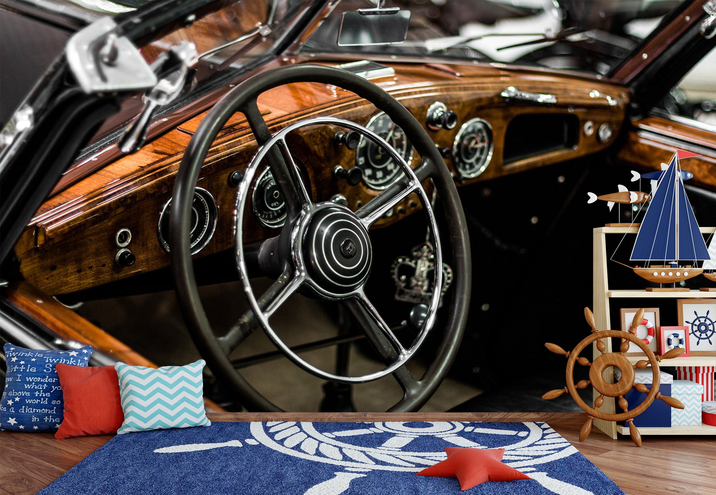 3D Classic Car Vintage 232 Vehicle Wall Murals