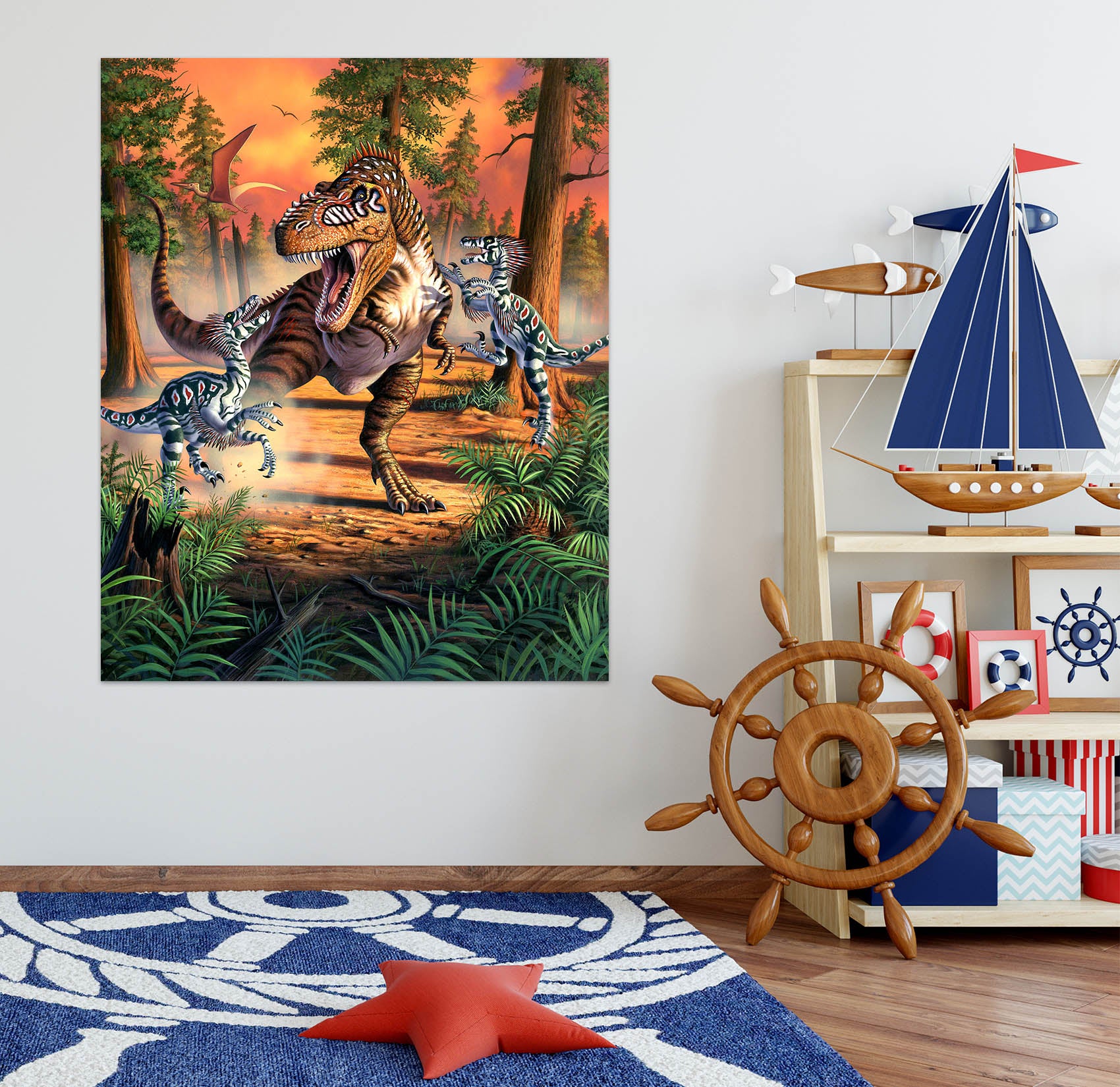 3D Dino Battle 002 Jerry LoFaro Wall Sticker