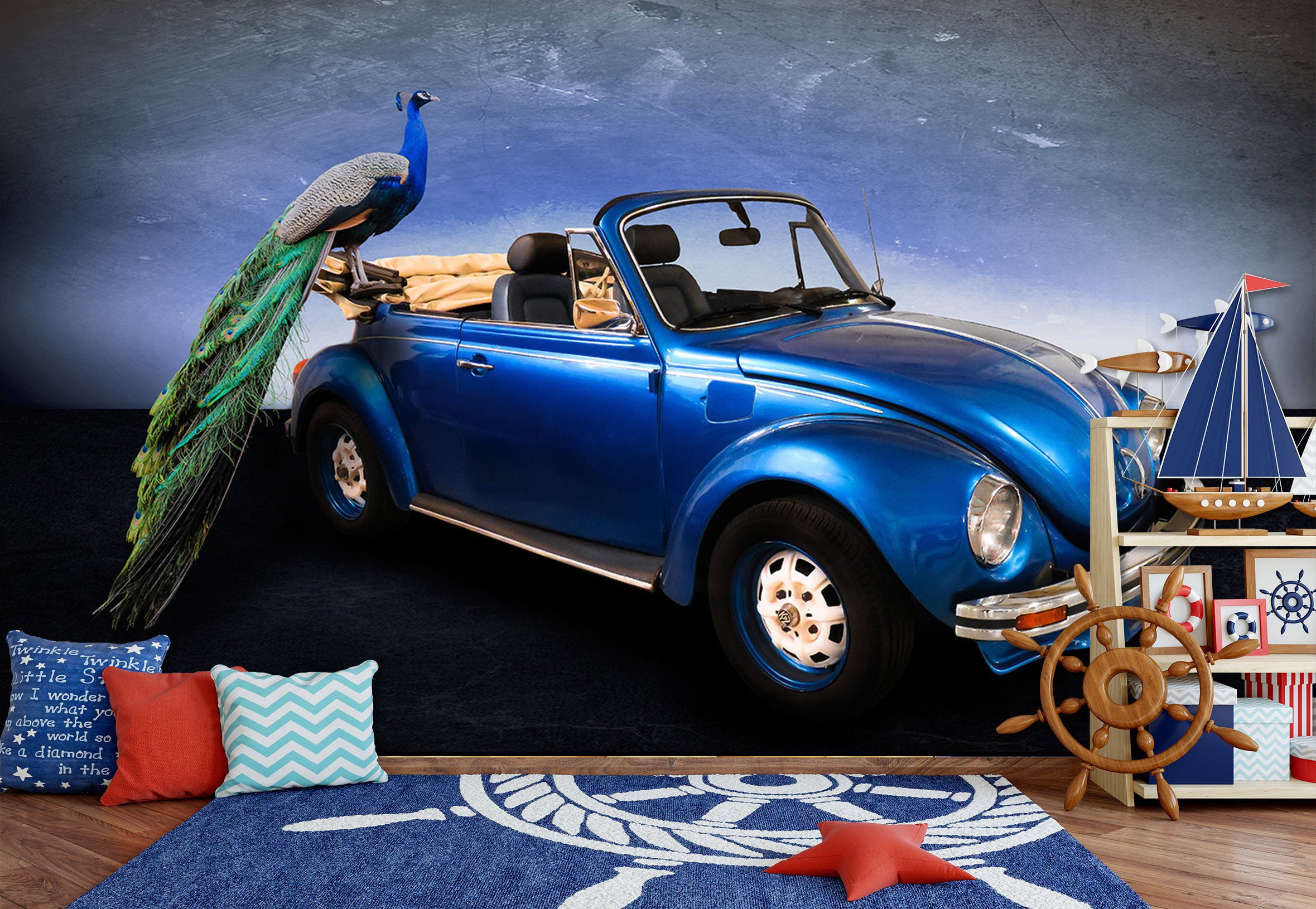 3D Traffic Peacock 196 Vehicle Wall Murals