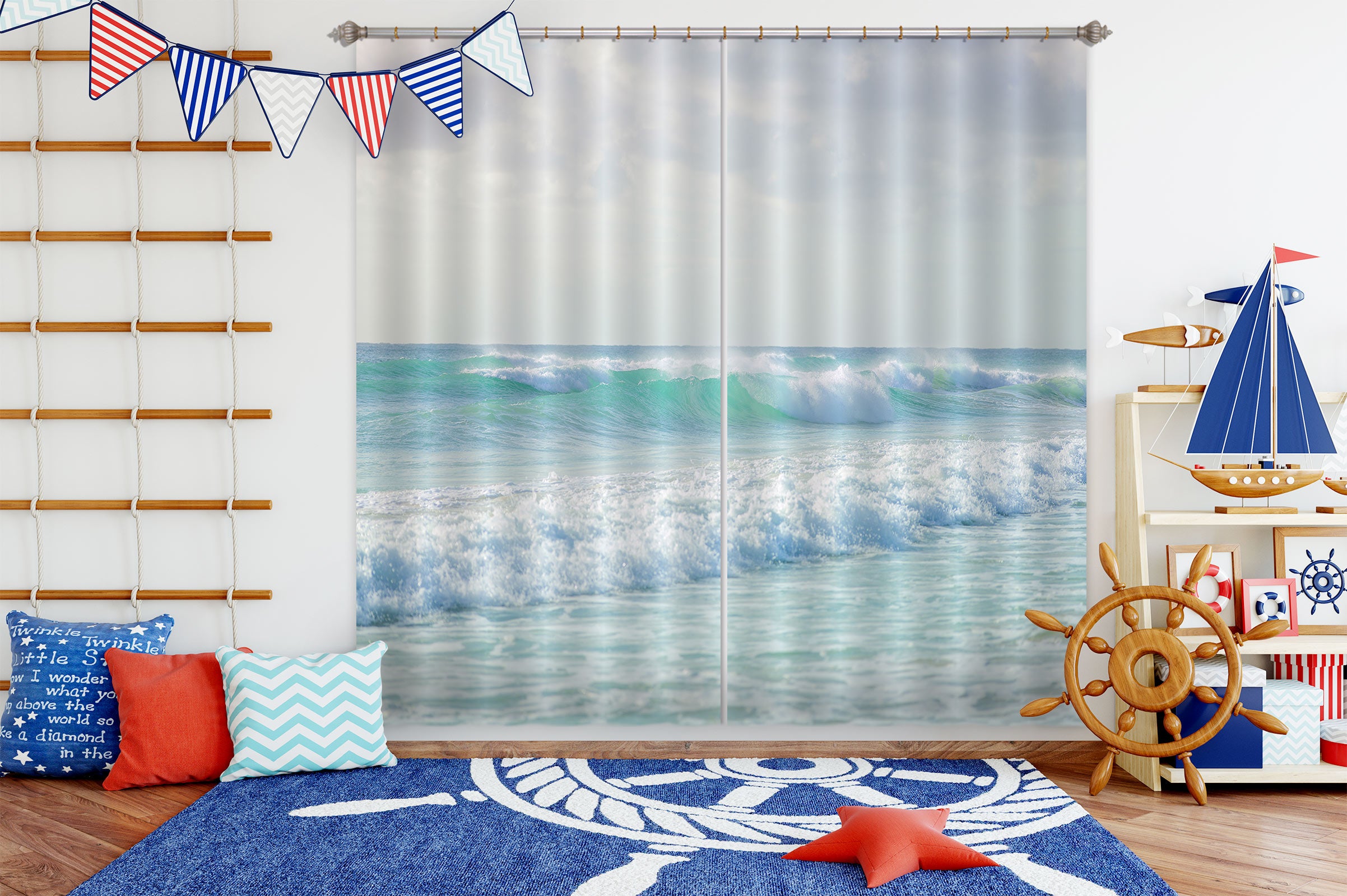 3D Beautiful Ocean 6537 Assaf Frank Curtain Curtains Drapes