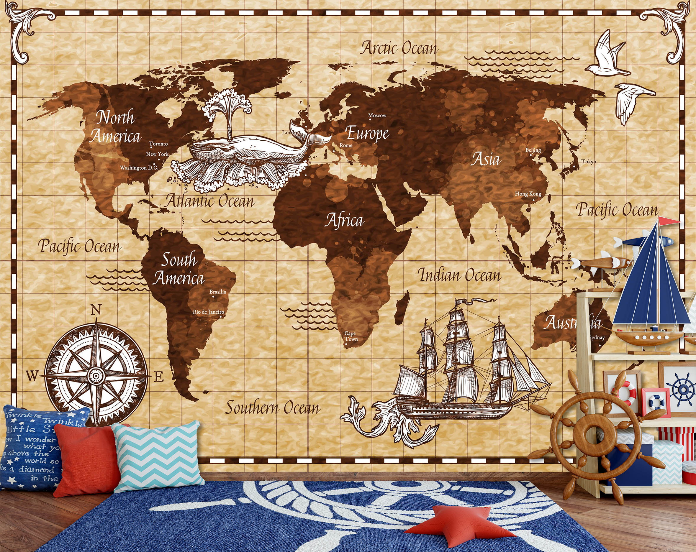 3D Abstract Pattern 2160 World Map Wall Murals