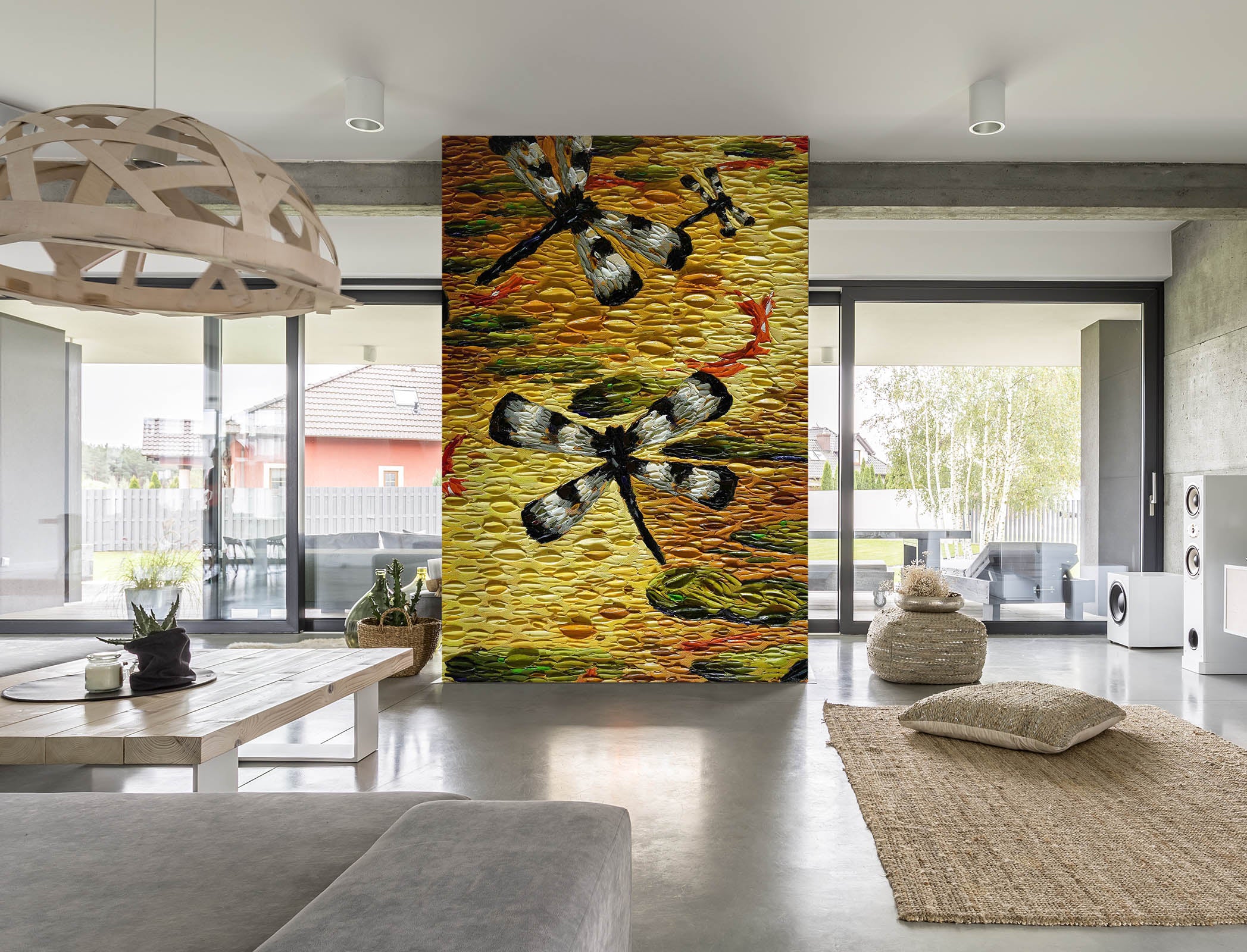 3D Golden Pond Dragonflies 1428 Dena Tollefson Wall Mural Wall Murals