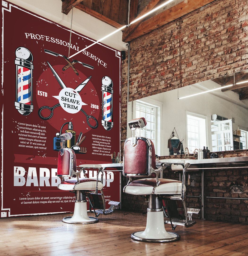 3D Color Lamp Post 1439 Barber Shop Wall Murals