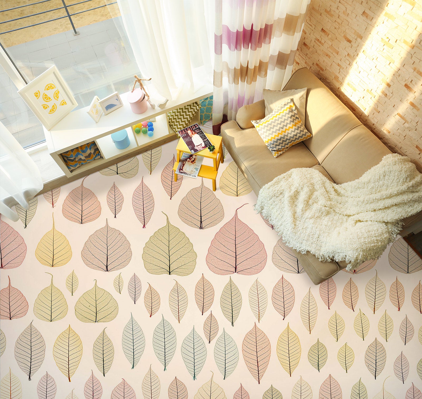 3D Leaf Pattern 9873 Assaf Frank Floor Mural Wallpaper Murals Self-Adhesive Removable Print Epoxy