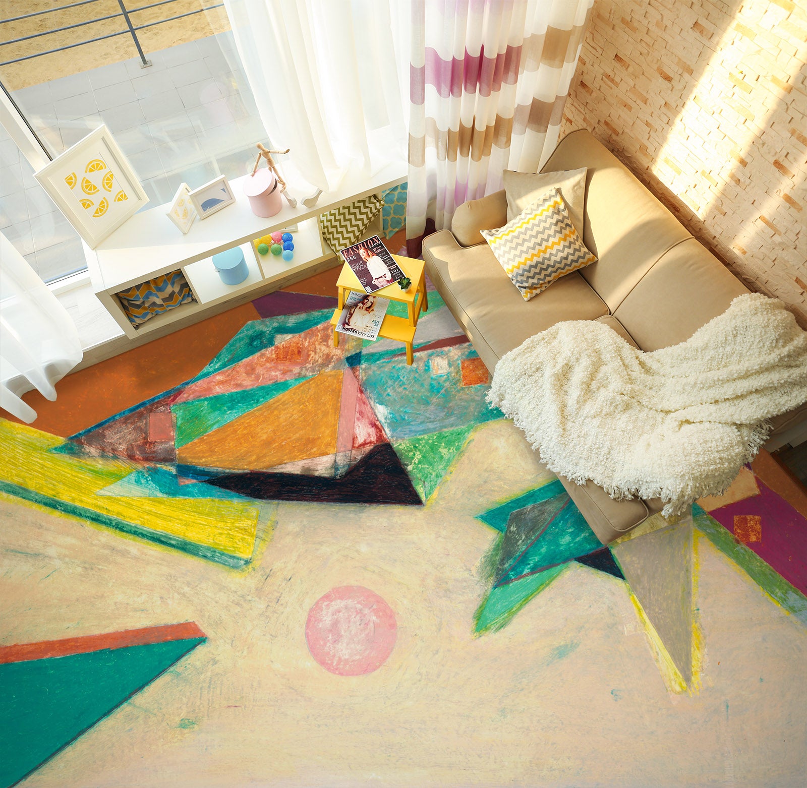 3D Colorful Triangle Pattern 9932 Allan P. Friedlander Floor Mural Wallpaper Murals Self-Adhesive Removable Print Epoxy