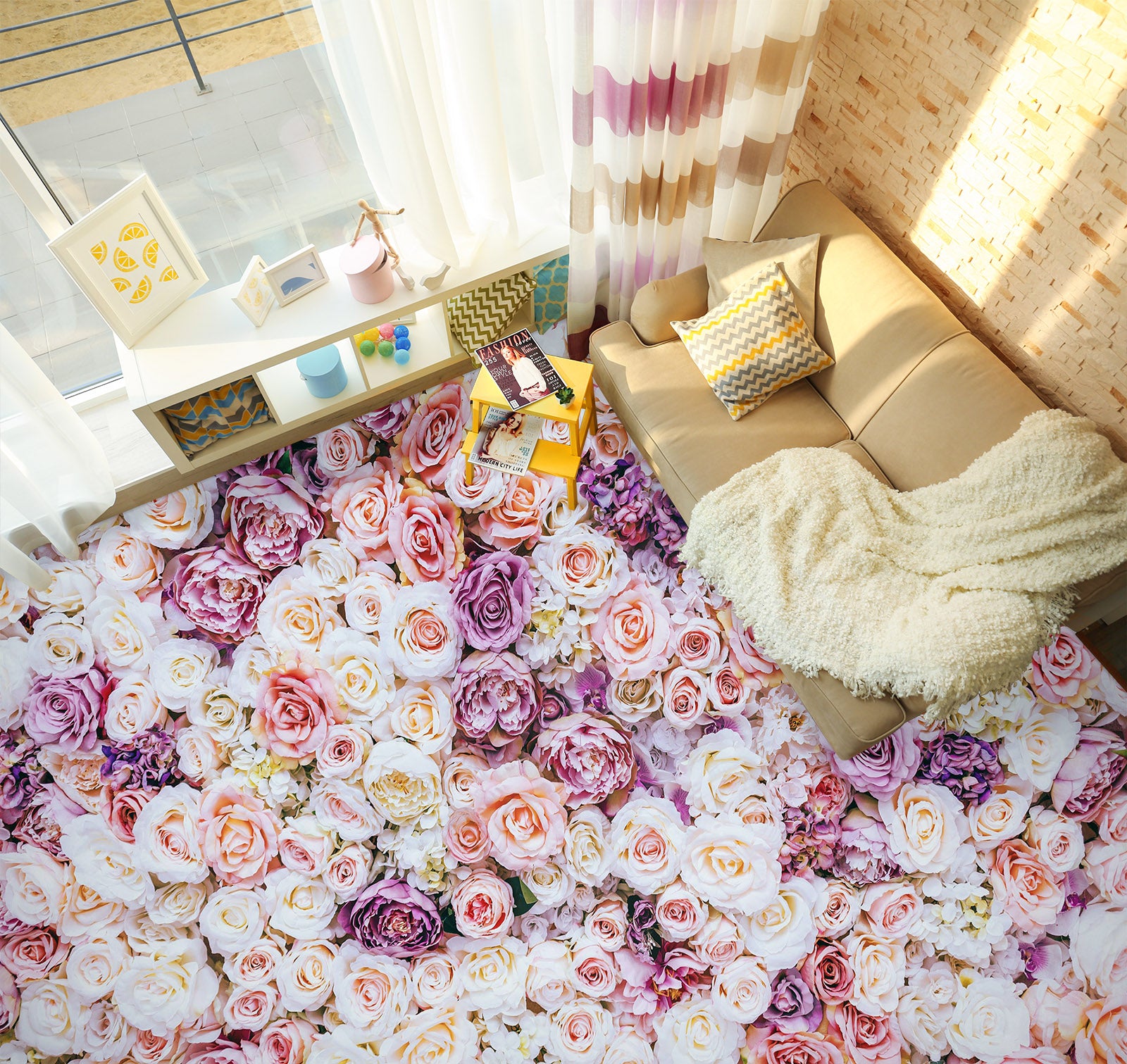 3D Romantic Roses 082 Floor Mural Wallpaper Murals Rug & Mat Print Epoxy waterproof bath floor