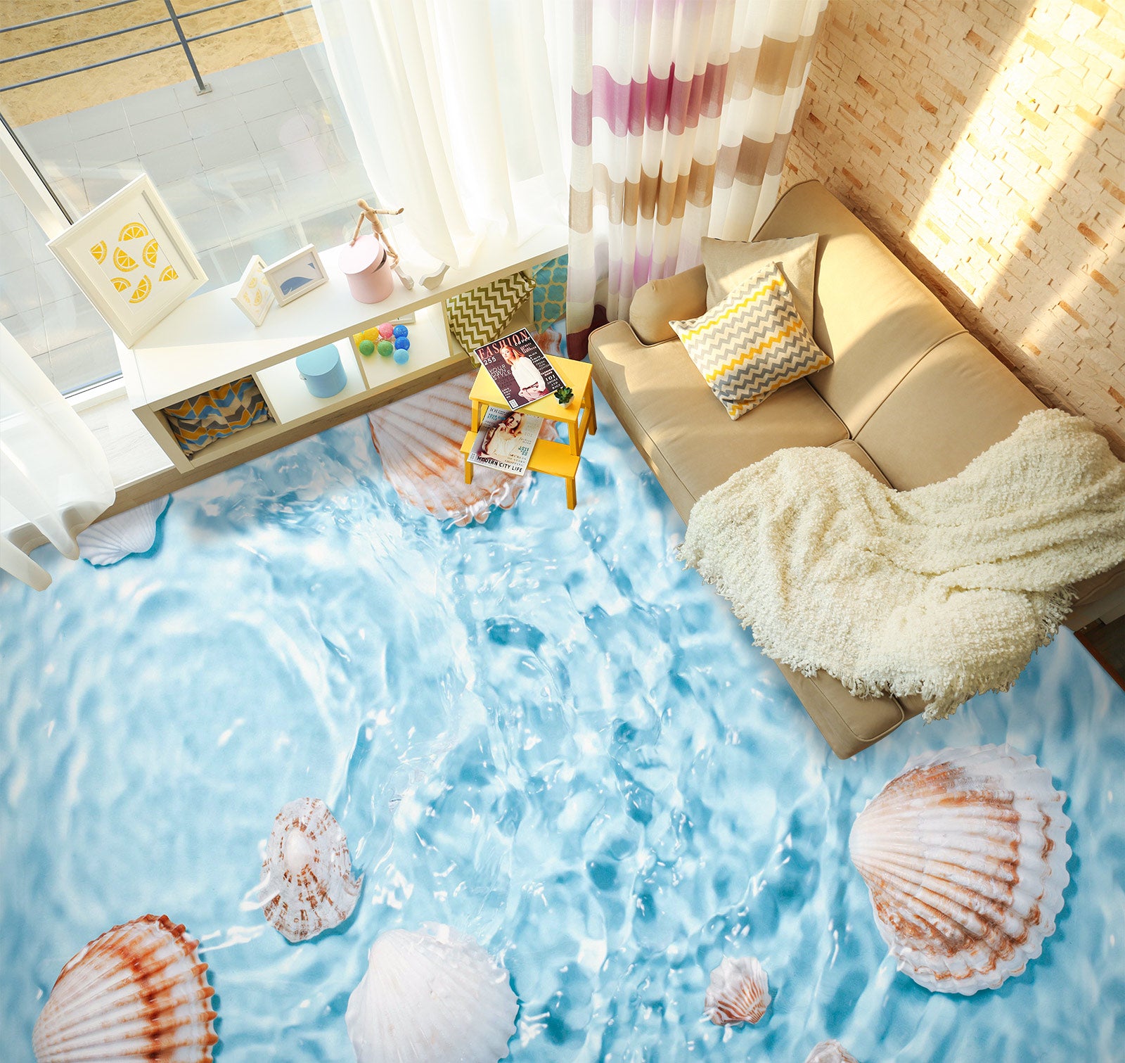 3D Dreamy Light Blue Sea 469 Floor Mural Wallpaper Murals Rug & Mat Print Epoxy waterproof bath floor