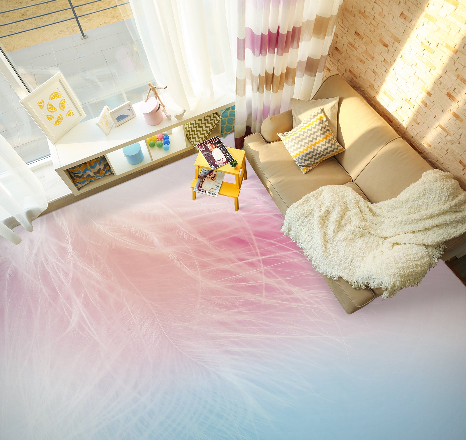 3D Soft Feather Dream 1299 Floor Mural Wallpaper Murals Self-Adhesive Removable Print Epoxy