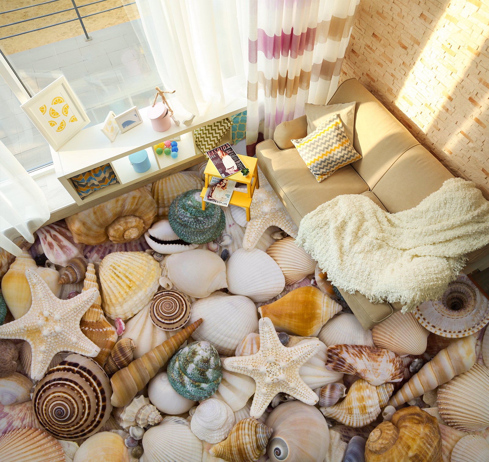3D Pebbles And Conch 460 Floor Mural Wallpaper Murals Rug & Mat Print Epoxy waterproof bath floor