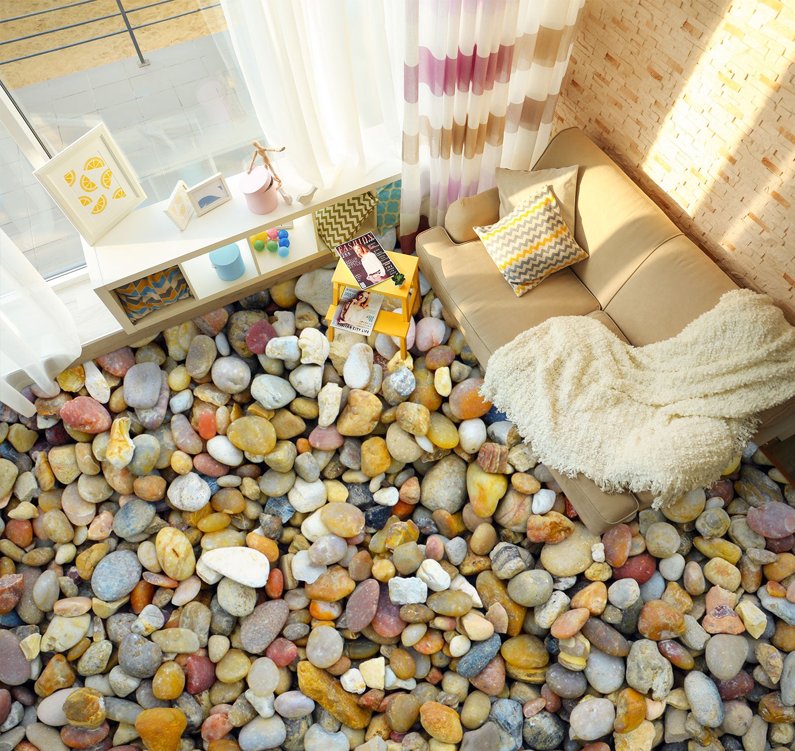 3D Summer Little Stones 1340 Floor Mural Wallpaper Murals Self-Adhesive Removable Print Epoxy
