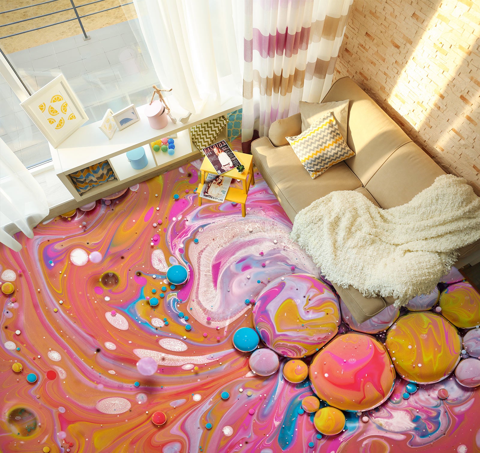 3D Sweet Paint Stones 446 Floor Mural