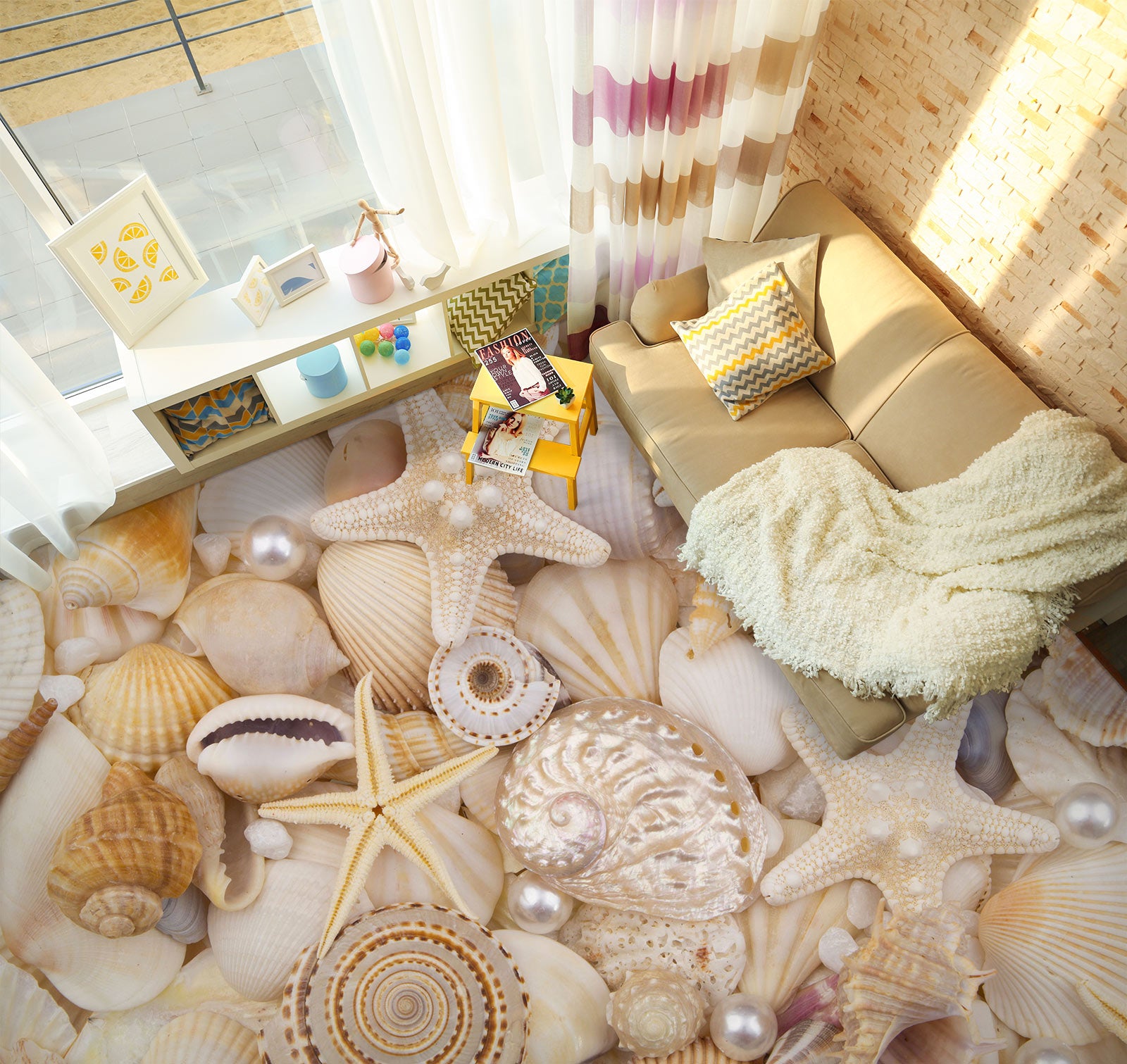 3D Premium Shells And Conch 440 Floor Mural Wallpaper Murals Rug & Mat Print Epoxy waterproof bath floor