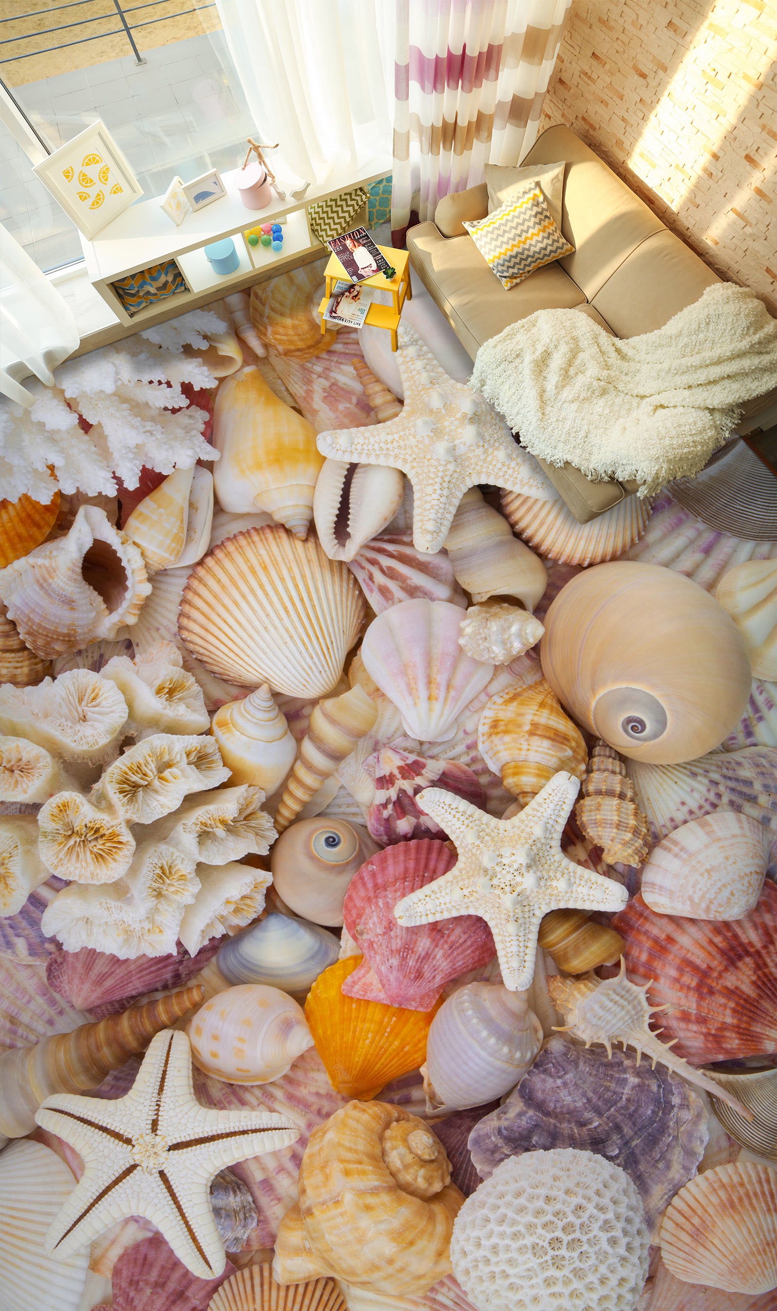 3D Happy Beach Shells 503 Floor Mural Wallpaper Murals Rug & Mat Print Epoxy waterproof bath floor