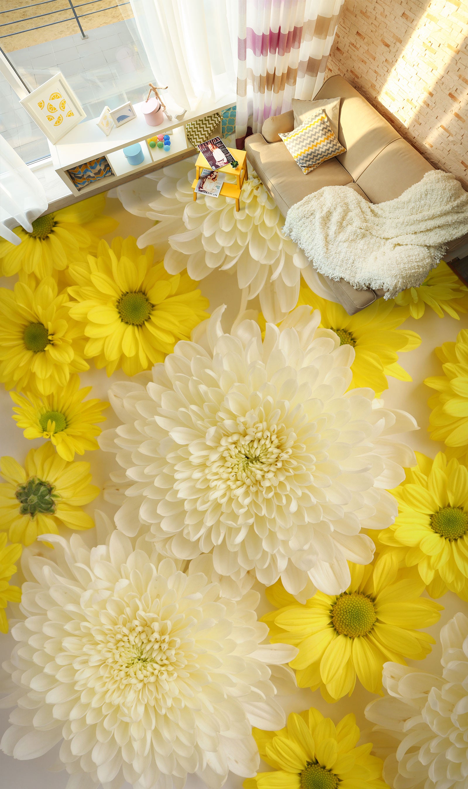 3D Noble Chrysanthemum 505 Floor Mural Wallpaper Murals Rug & Mat Print Epoxy waterproof bath floor