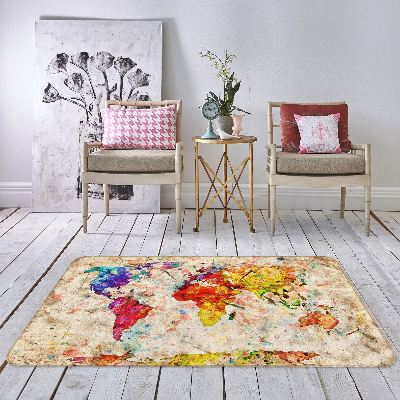 3D Rich Colors 229 World Map Non Slip Rug Mat