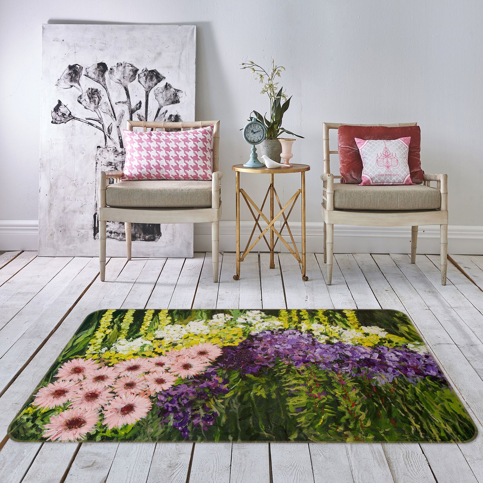 3D Open Chrysanthemum 1079 Allan P. Friedlander Rug Non Slip Rug Mat