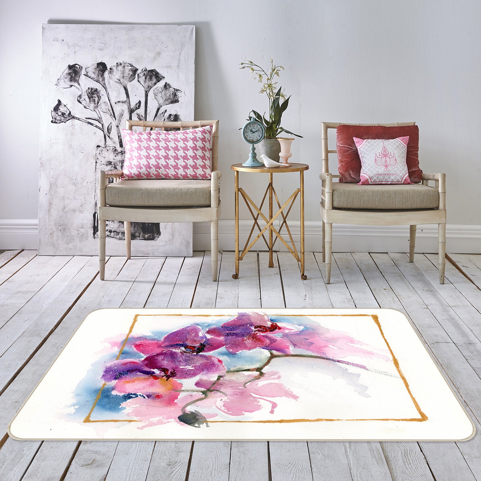 3D Colored Flowers 1007 Anne Farrall Doyle Rug Non Slip Rug Mat