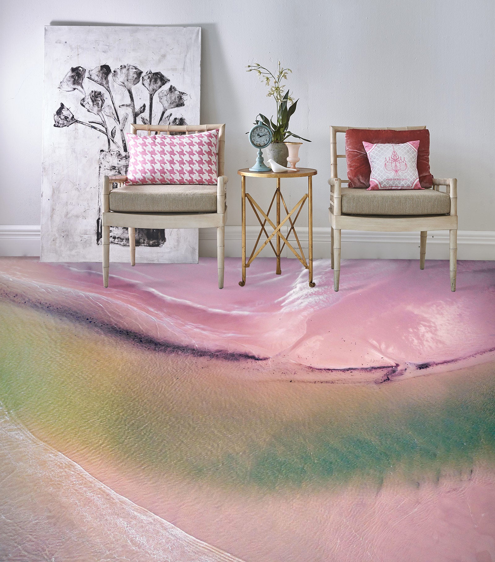 3D Pink Sea 105 Floor Mural Wallpaper Murals Rug & Mat Print Epoxy waterproof bath floor