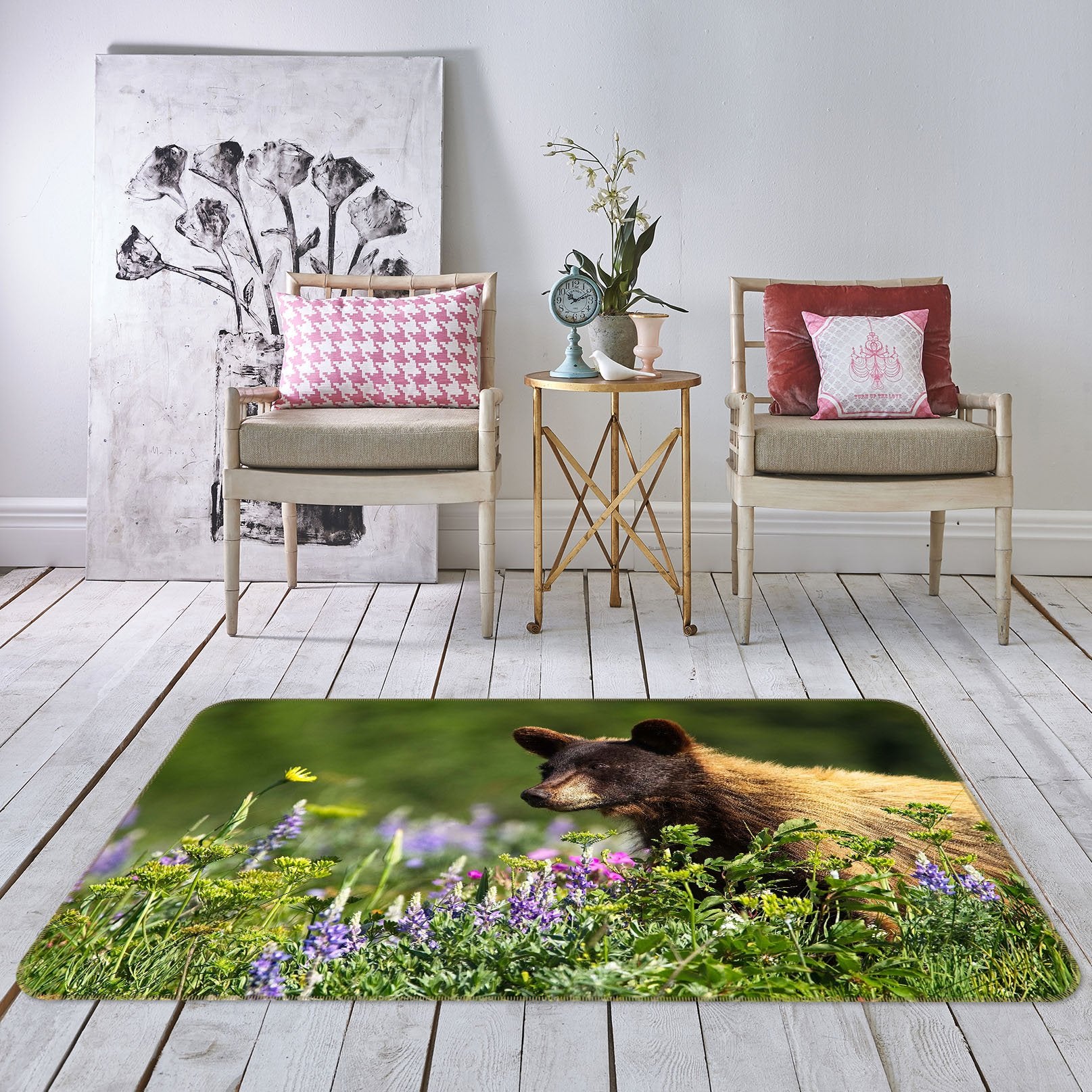 3D Bear Cub 1103 Kathy Barefield Rug Non Slip Rug Mat Mat AJ Creativity Home
