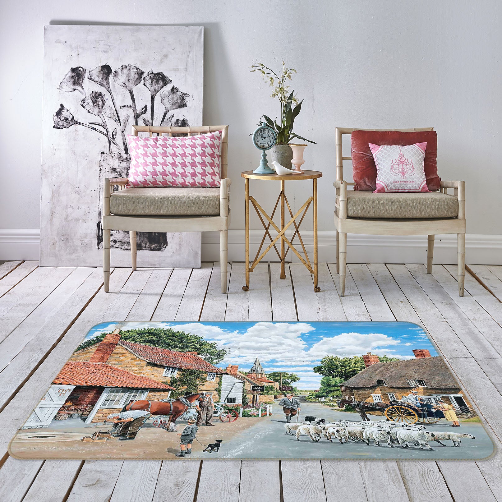 3D The Village Farrier 1123 Trevor Mitchell Rug Non Slip Rug Mat