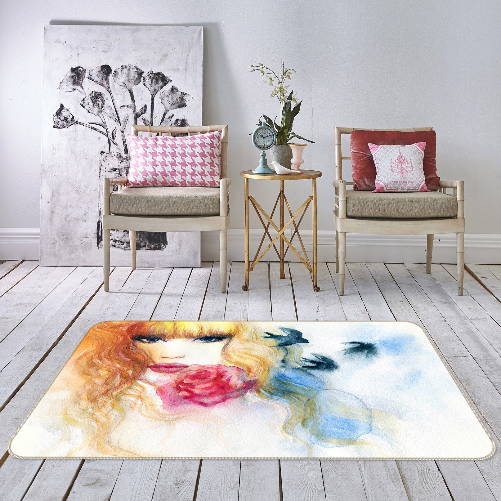 3D Model Rose 1009 Non Slip Rug Mat