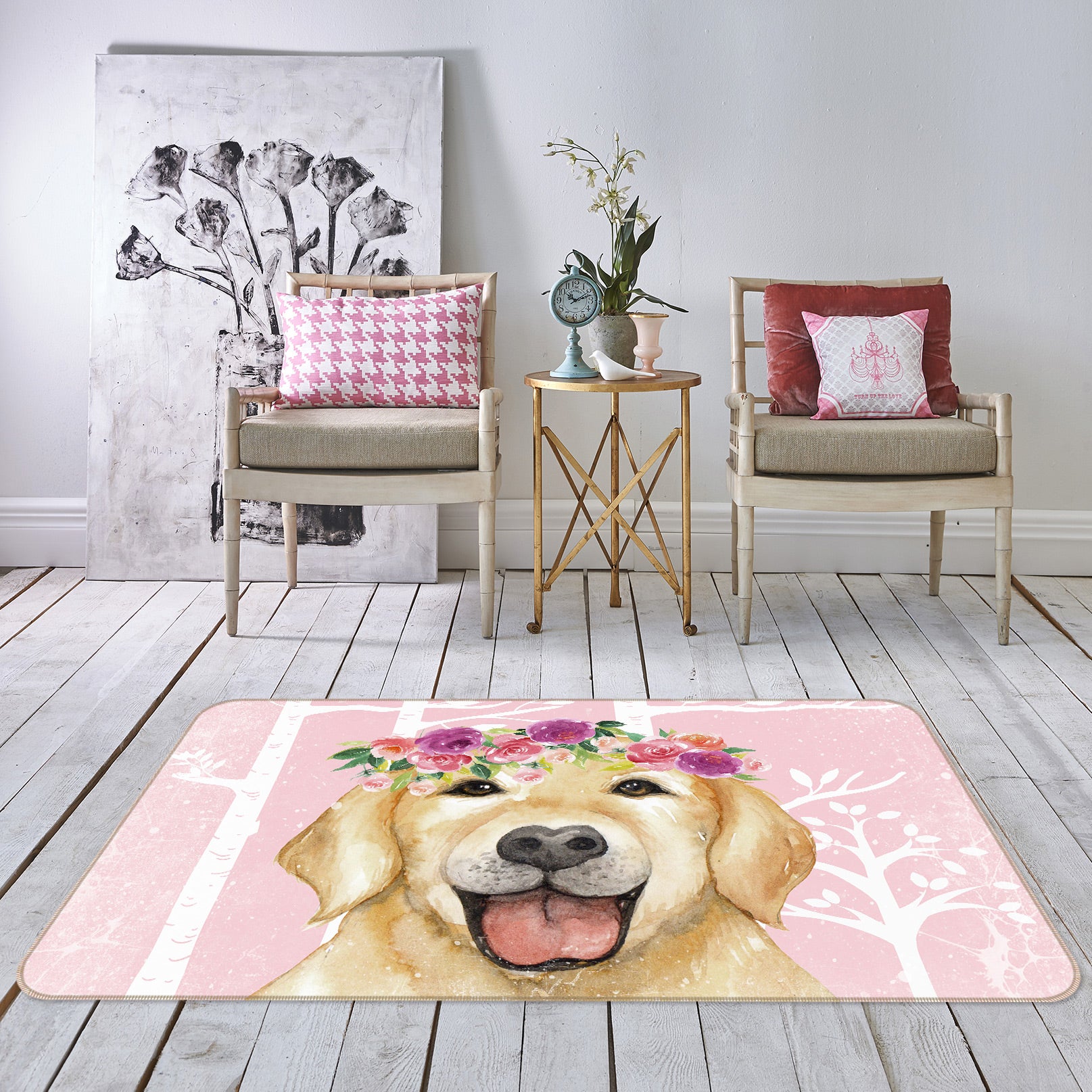 3D Golden Dog 052 Uta Naumann Rug Non Slip Rug Mat