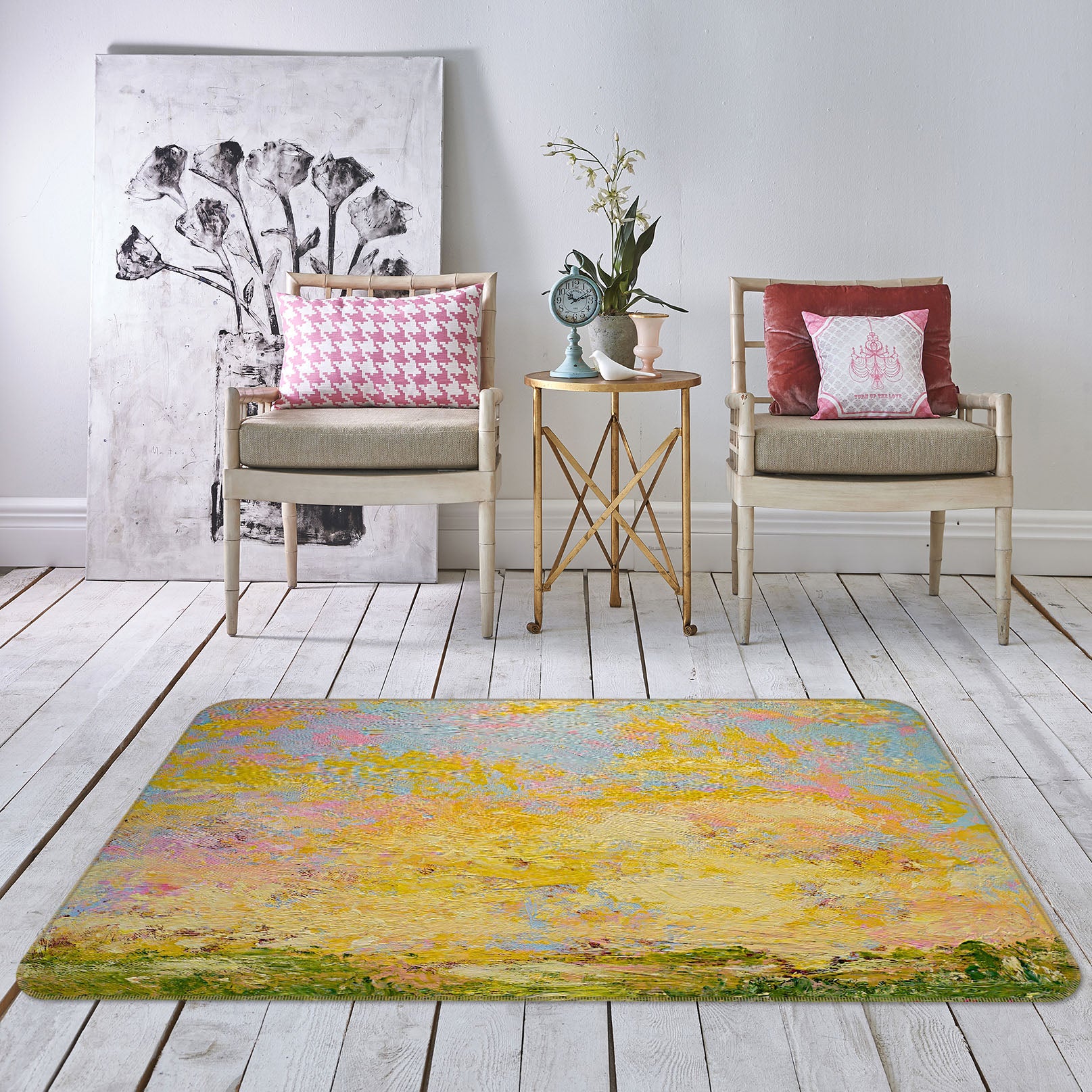 3D Yellow Graffiti 1057 Allan P. Friedlander Rug Non Slip Rug Mat