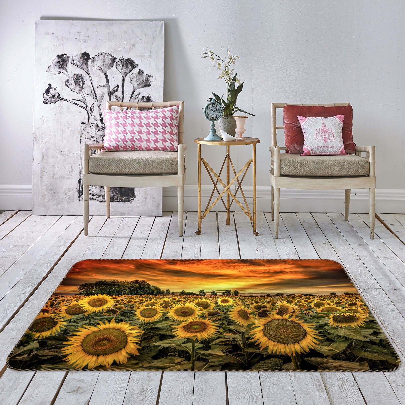 3D Sunflower Estate 1168 Marco Carmassi Rug Non Slip Rug Mat