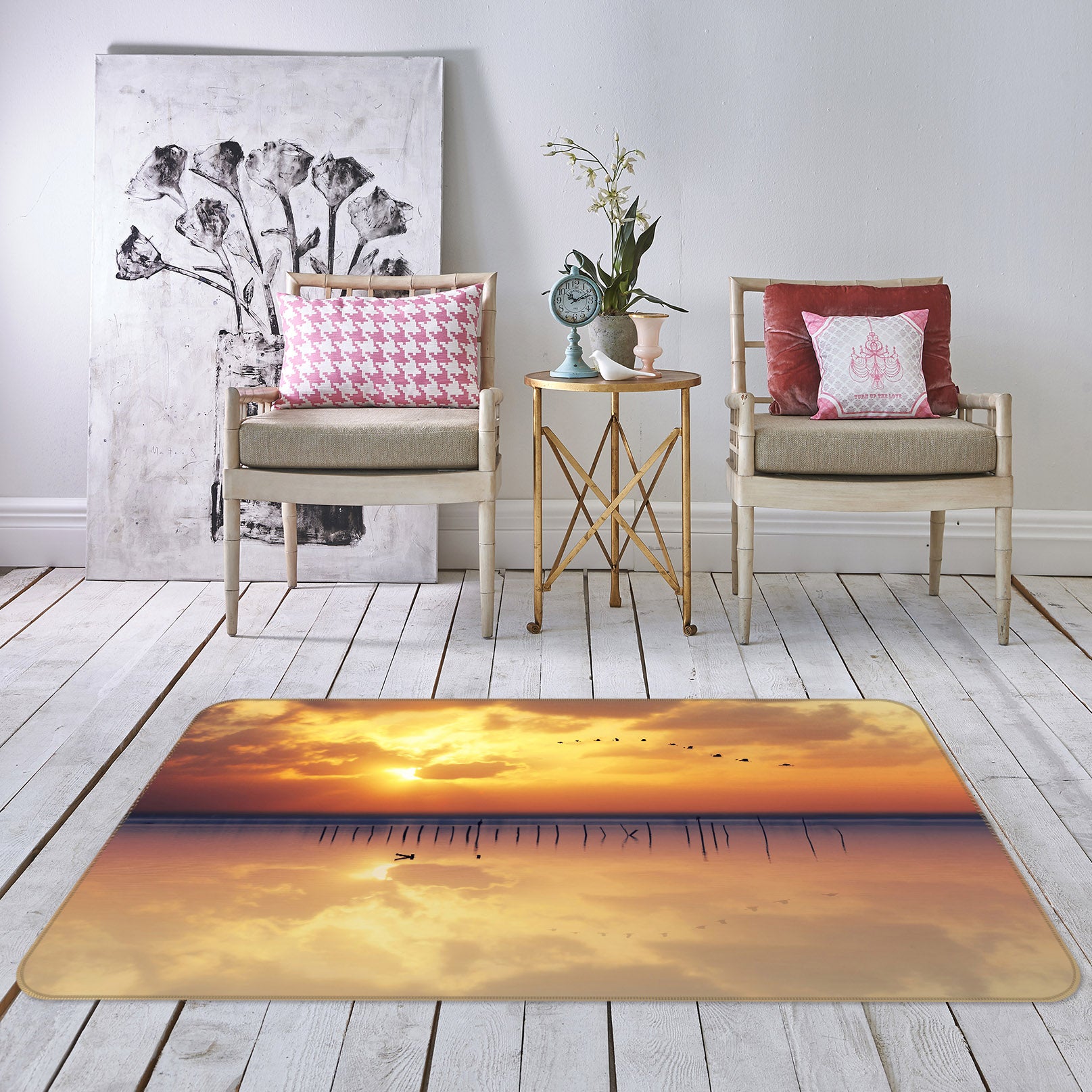 3D Sunset River 1128 Marco Carmassi Rug Non Slip Rug Mat