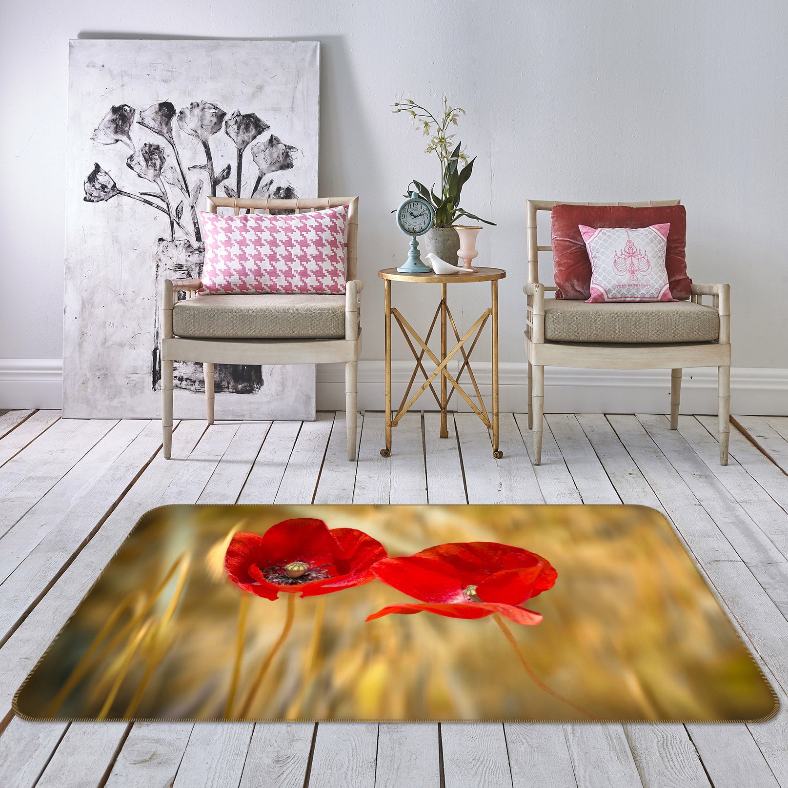 3D Red Flowers 1169 Marco Carmassi Rug Non Slip Rug Mat