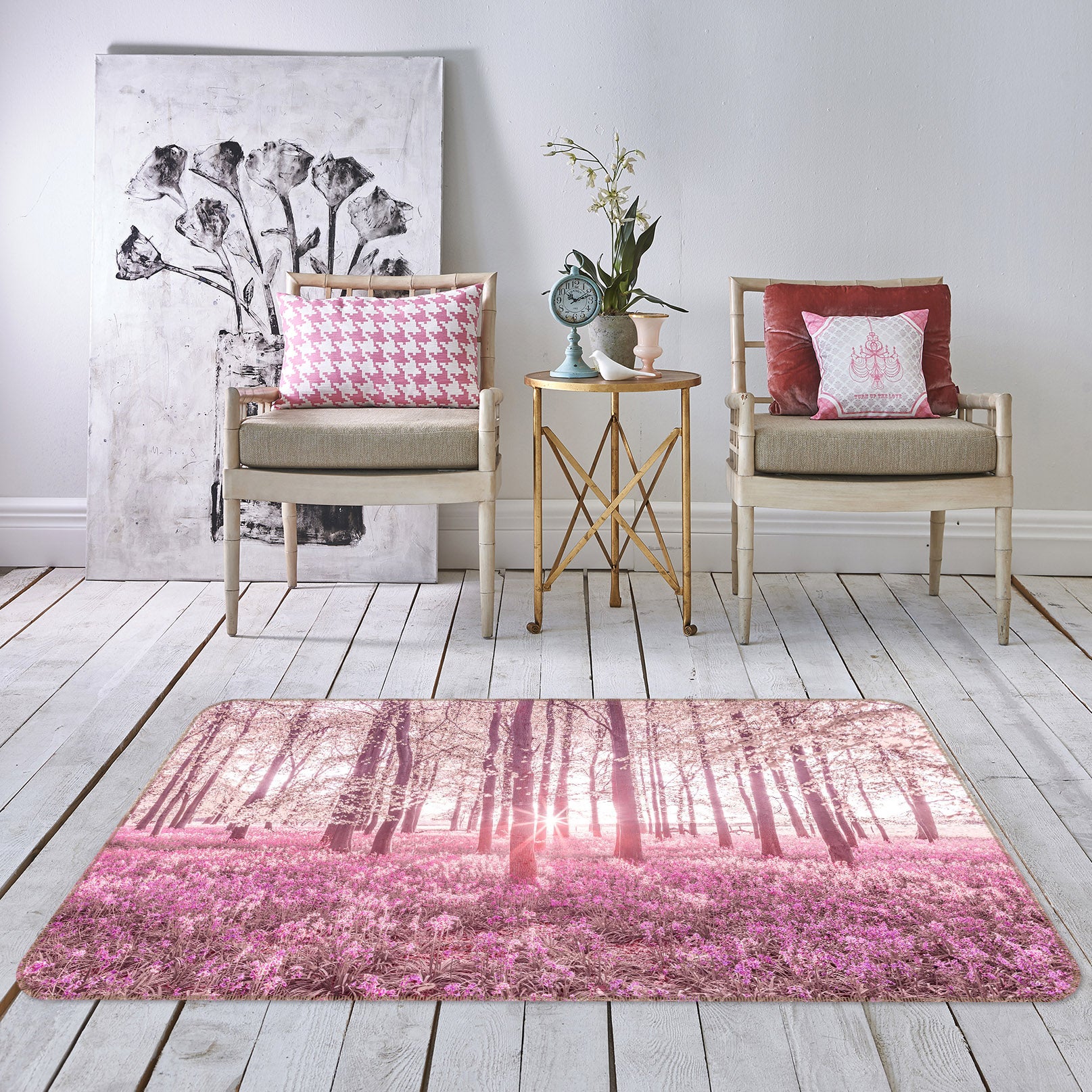 3D Pink Flower Sea 1016 Assaf Frank Rug Non Slip Rug Mat