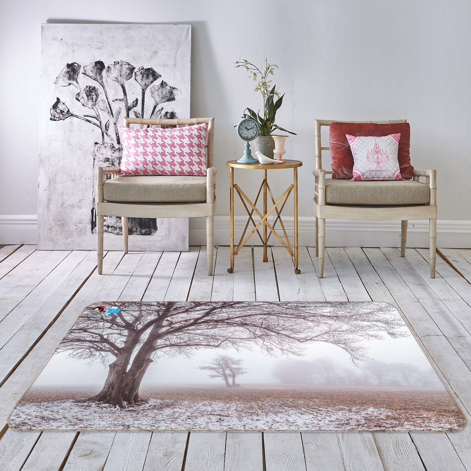 3D Misty Tree 6759 Assaf Frank Rug Non Slip Rug Mat