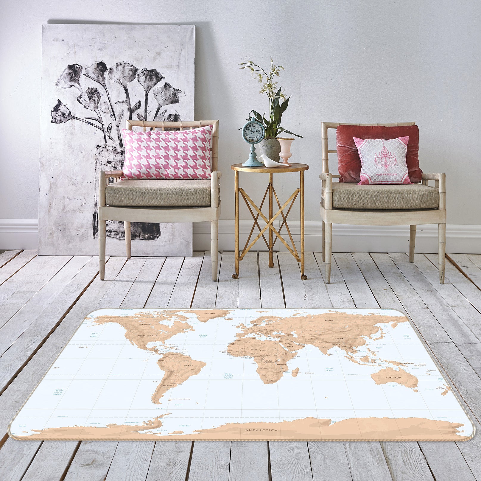 3D Abstract Art 321 World Map Non Slip Rug Mat