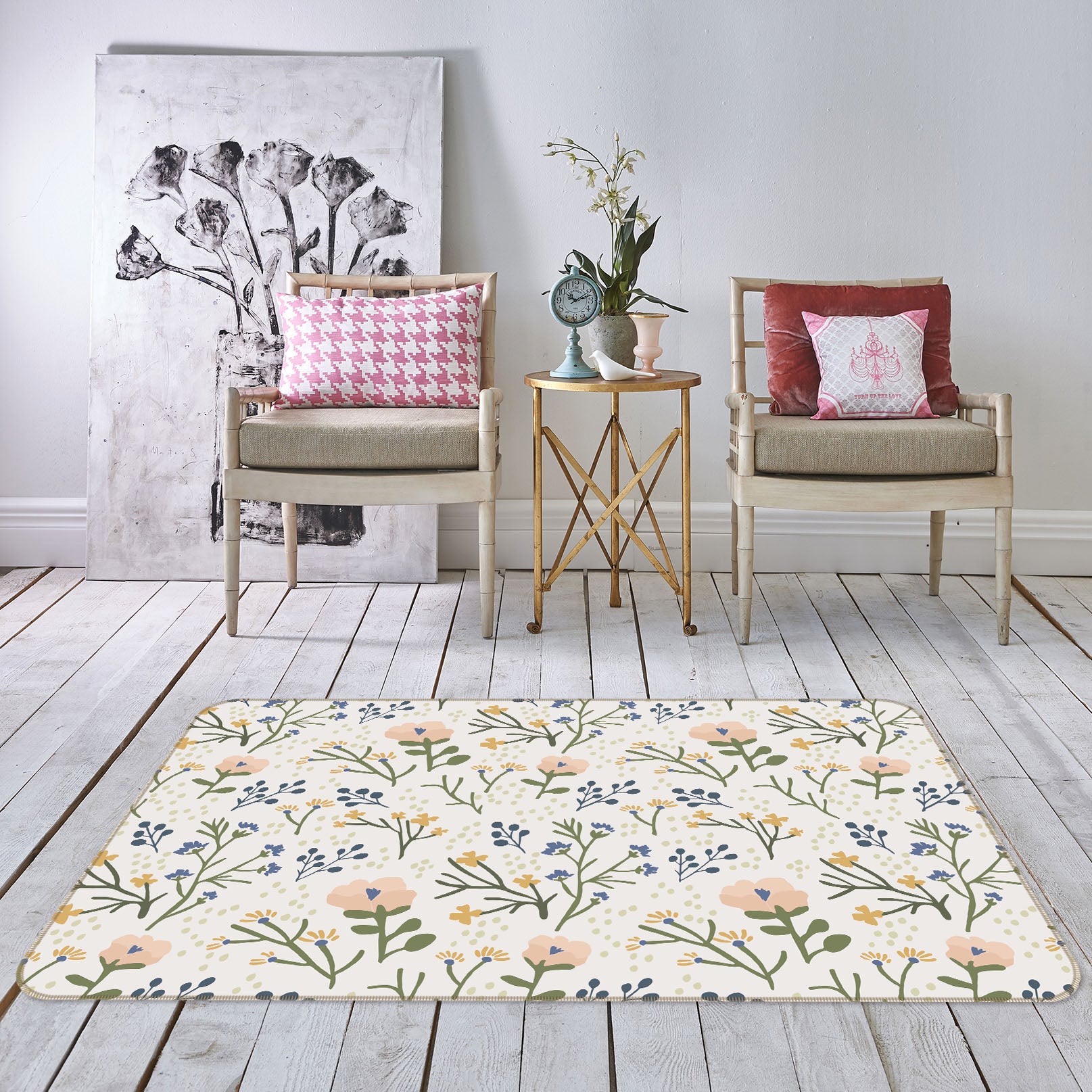 3D Colored Flowers 1107 Jillian Helvey Rug Non Slip Rug Mat