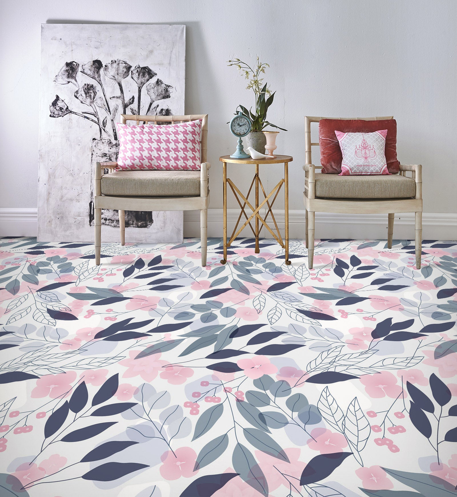 3D Light Pink Small Flowers 1281 Floor Mural Wallpaper Murals Self-Adhesive Removable Print Epoxy