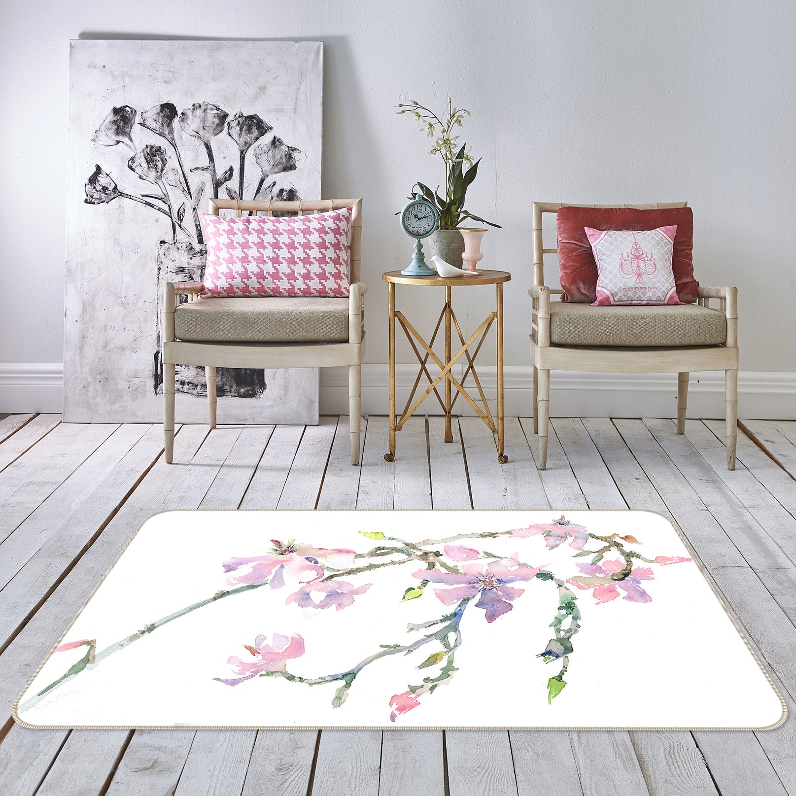 3D Peach Blossom 1006 Anne Farrall Doyle Rug Non Slip Rug Mat