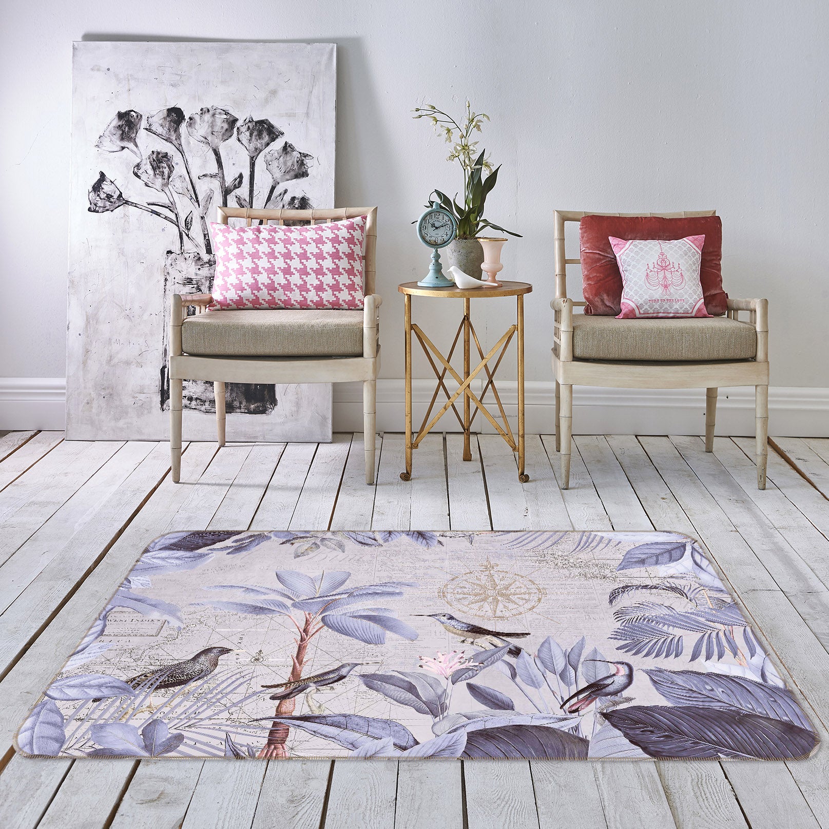 3D Birds Playing 1021 Andrea haase Rug Non Slip Rug Mat