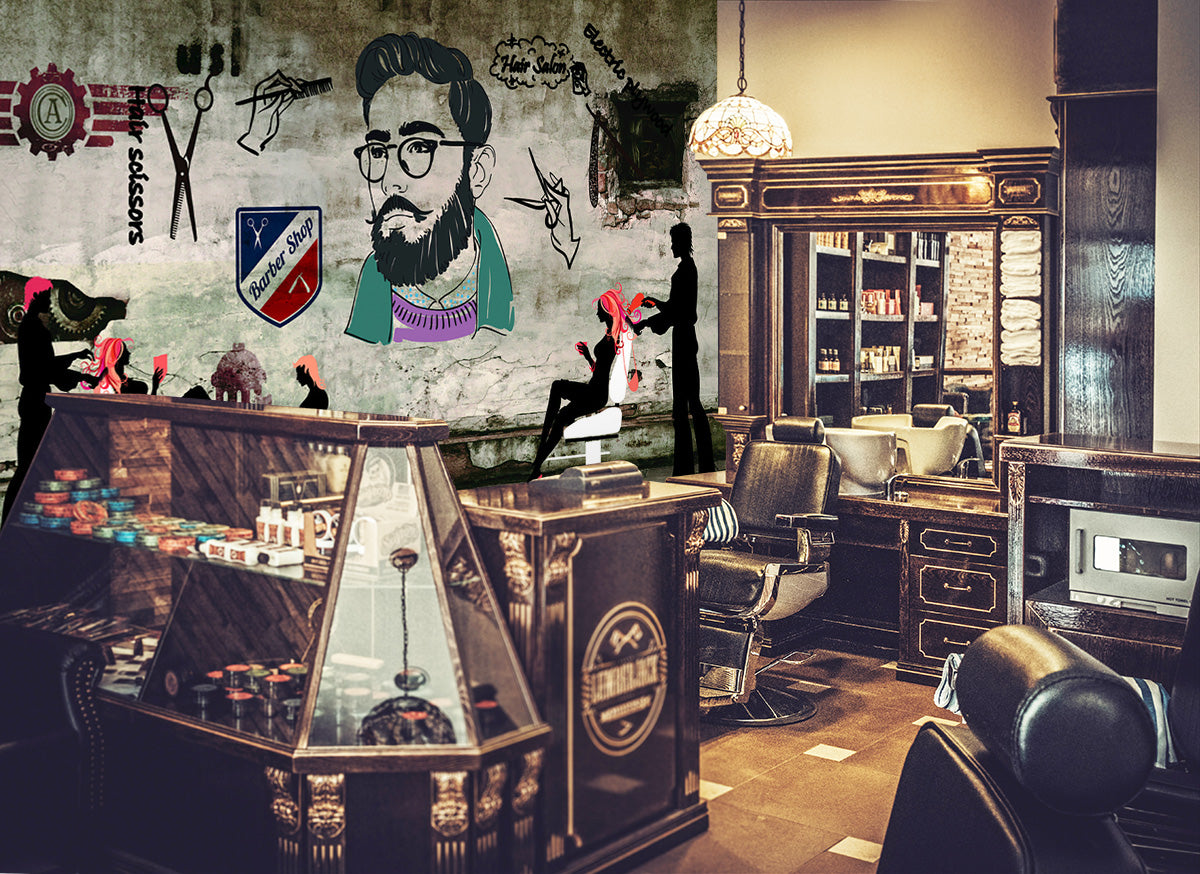 3D Haircut Sign 1473 Barber Shop Wall Murals