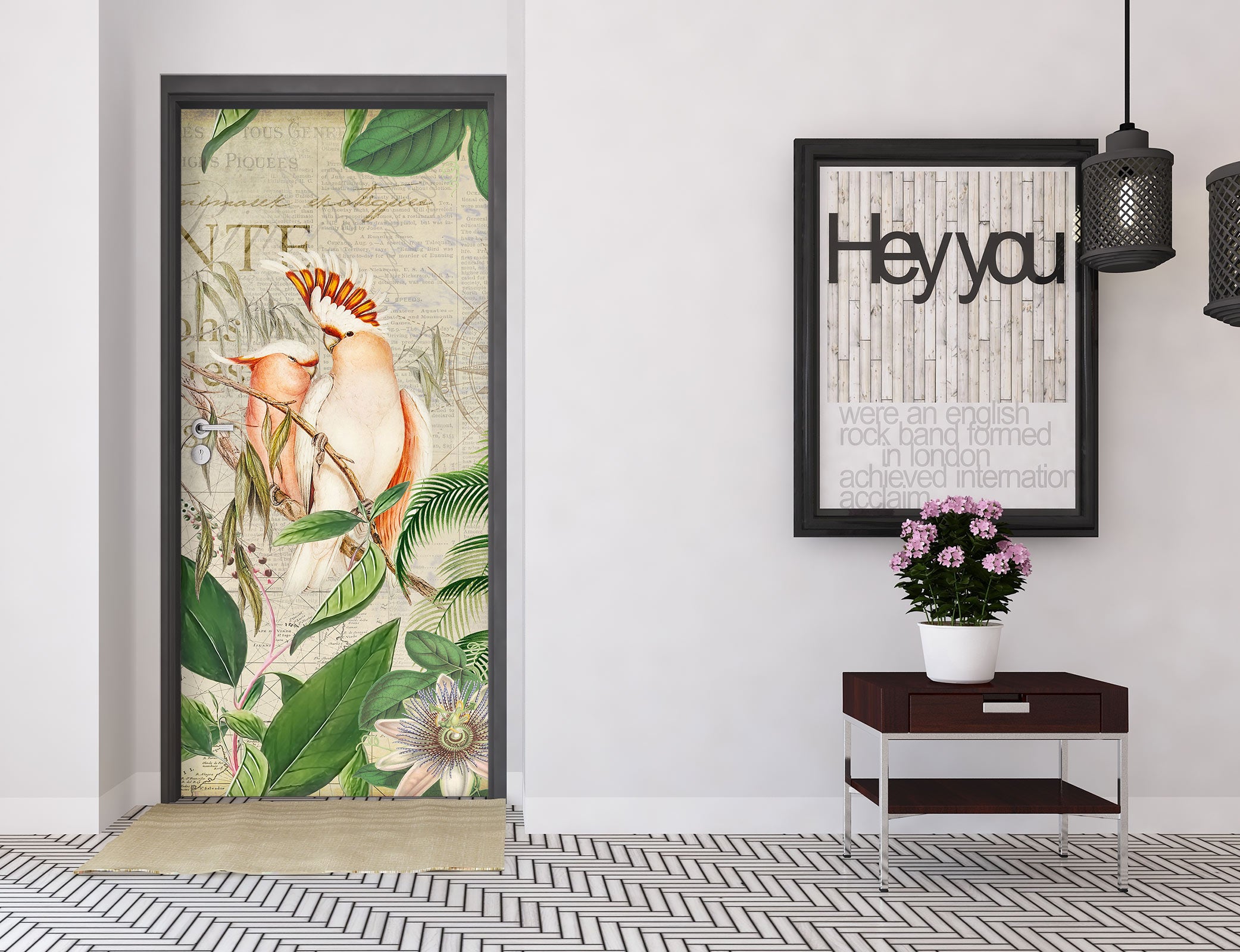 3D Flowers Leaves Parrot 11956 Andrea Haase Door Mural