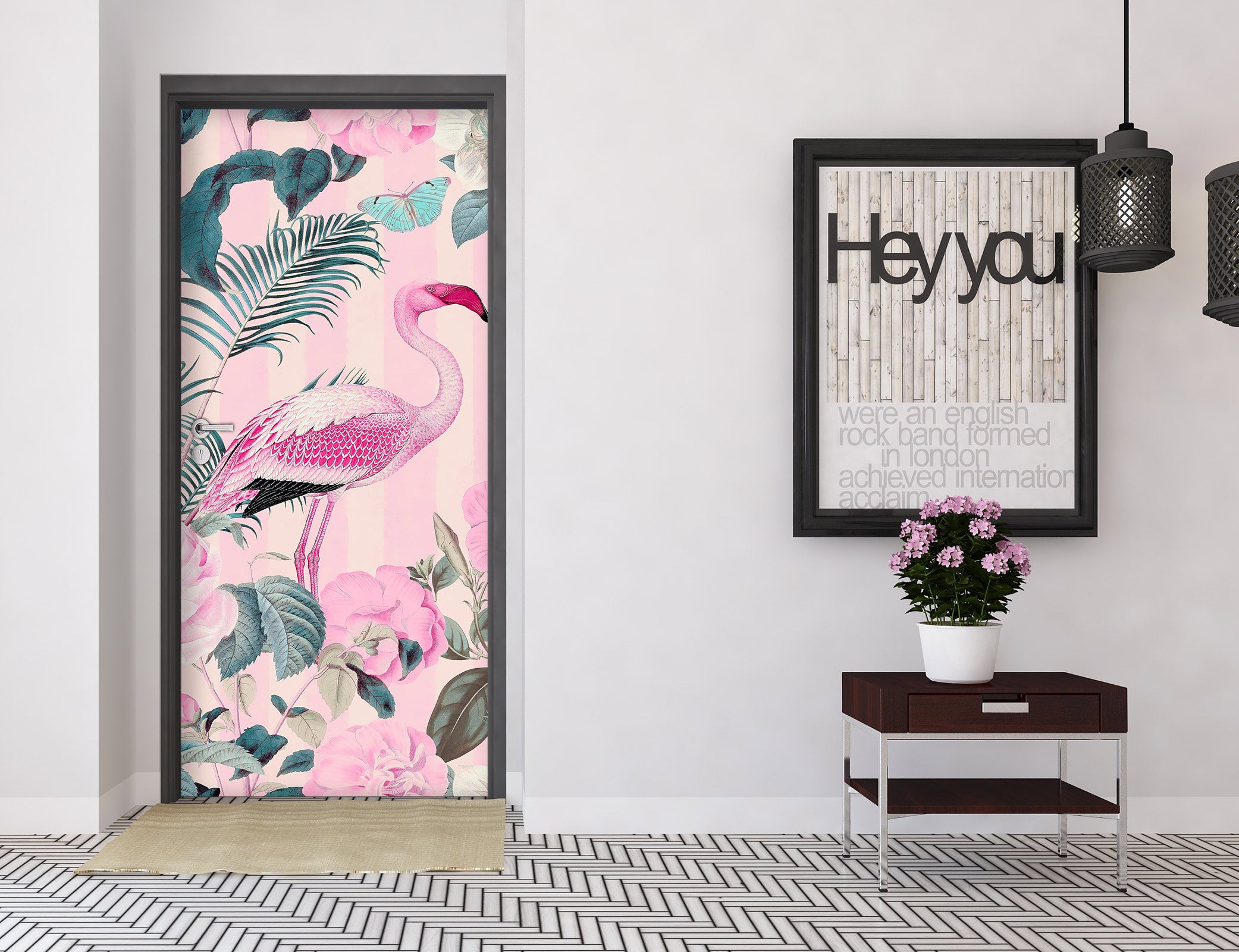 3D Flamingo Rose 118123 Andrea Haase Door Mural