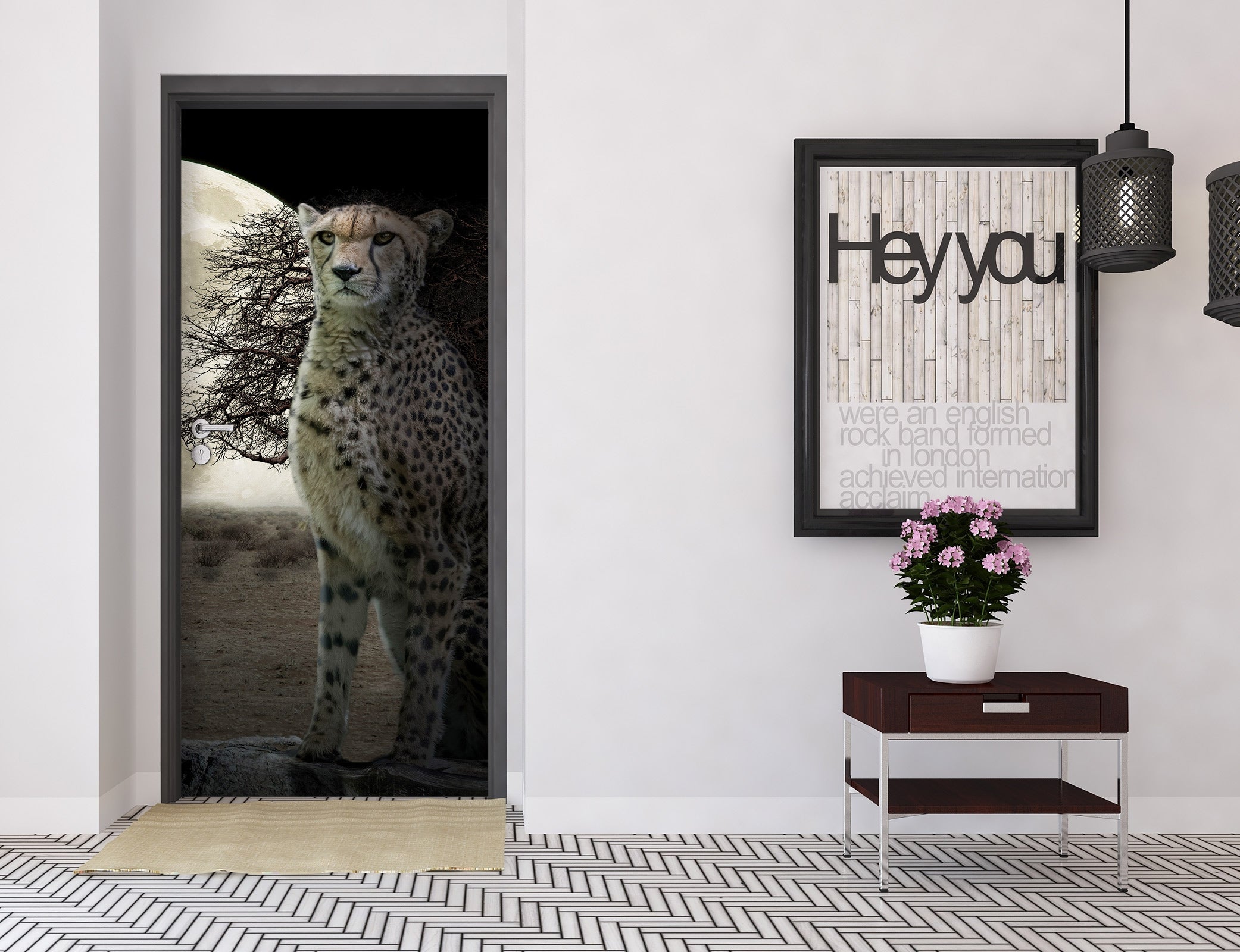 3D Black Grey Leopard 10825 Beth Sheridan Door Mural