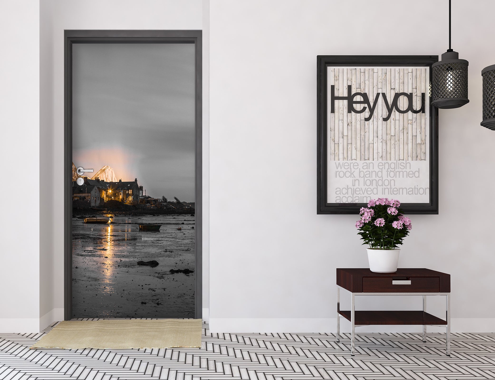 3D Seaside Night Lights 101171 Assaf Frank Door Mural