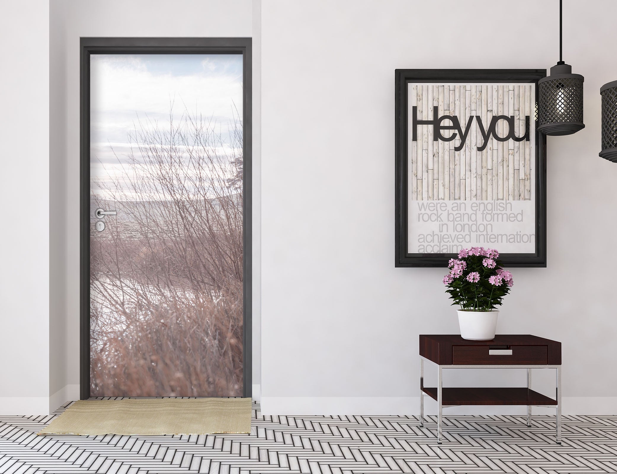 3D Grey Branch 5066 Assaf Frank Door Mural