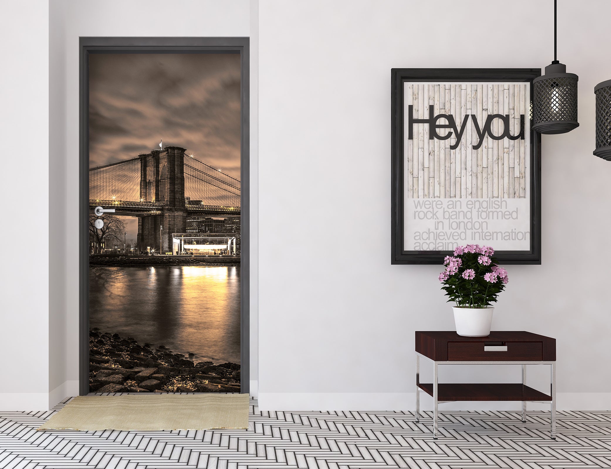 3D Night Bridge 106126 Assaf Frank Door Mural