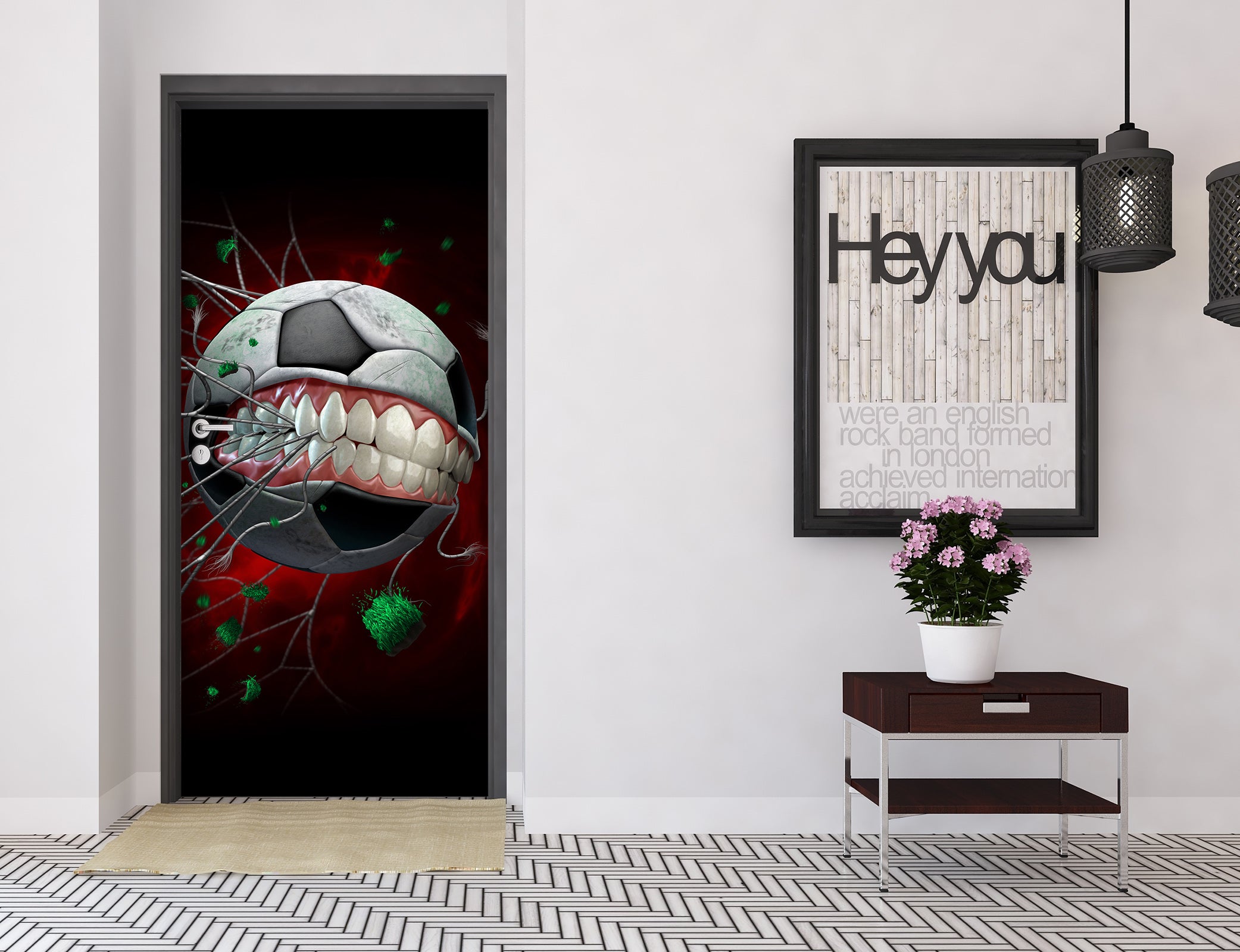 3D Football Teeth 617 Tom Wood Door Mural