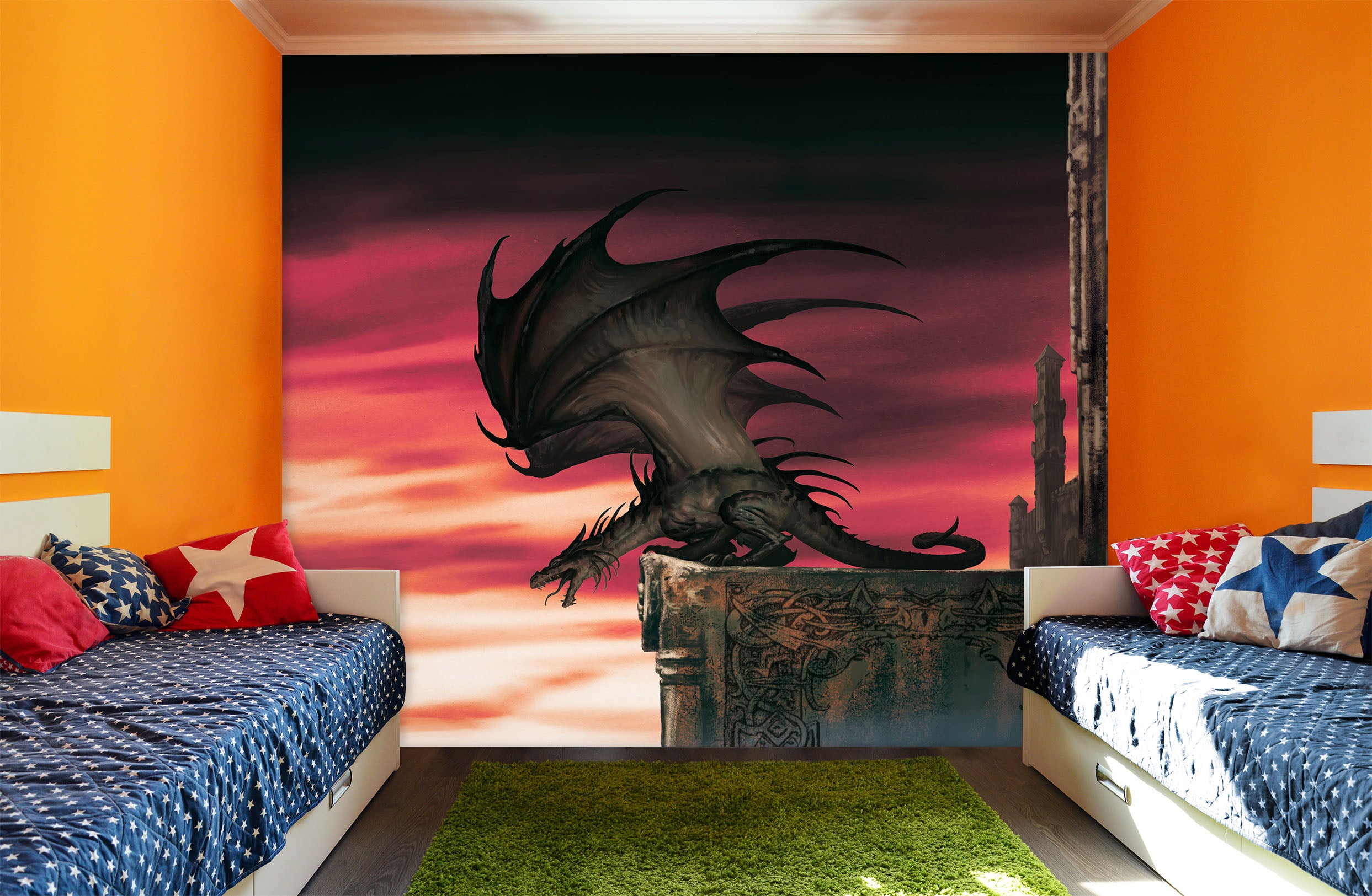 3D Cliff Dragon 7068 Ciruelo Wall Mural Wall Murals
