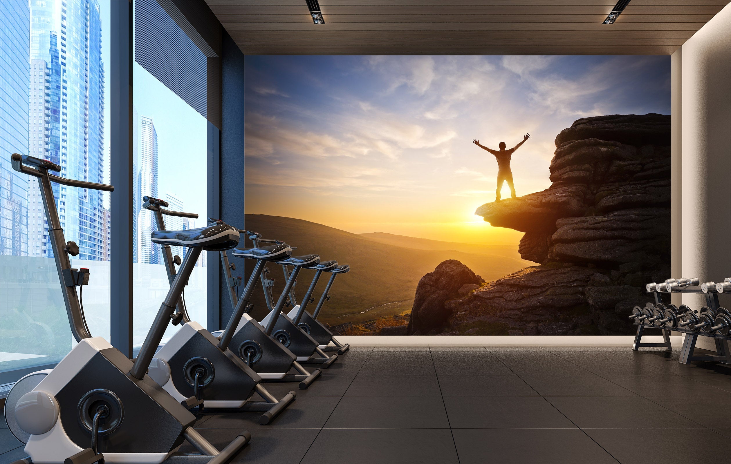 3D Mountain Sunset 061 Wall Murals Wallpaper AJ Wallpaper 2