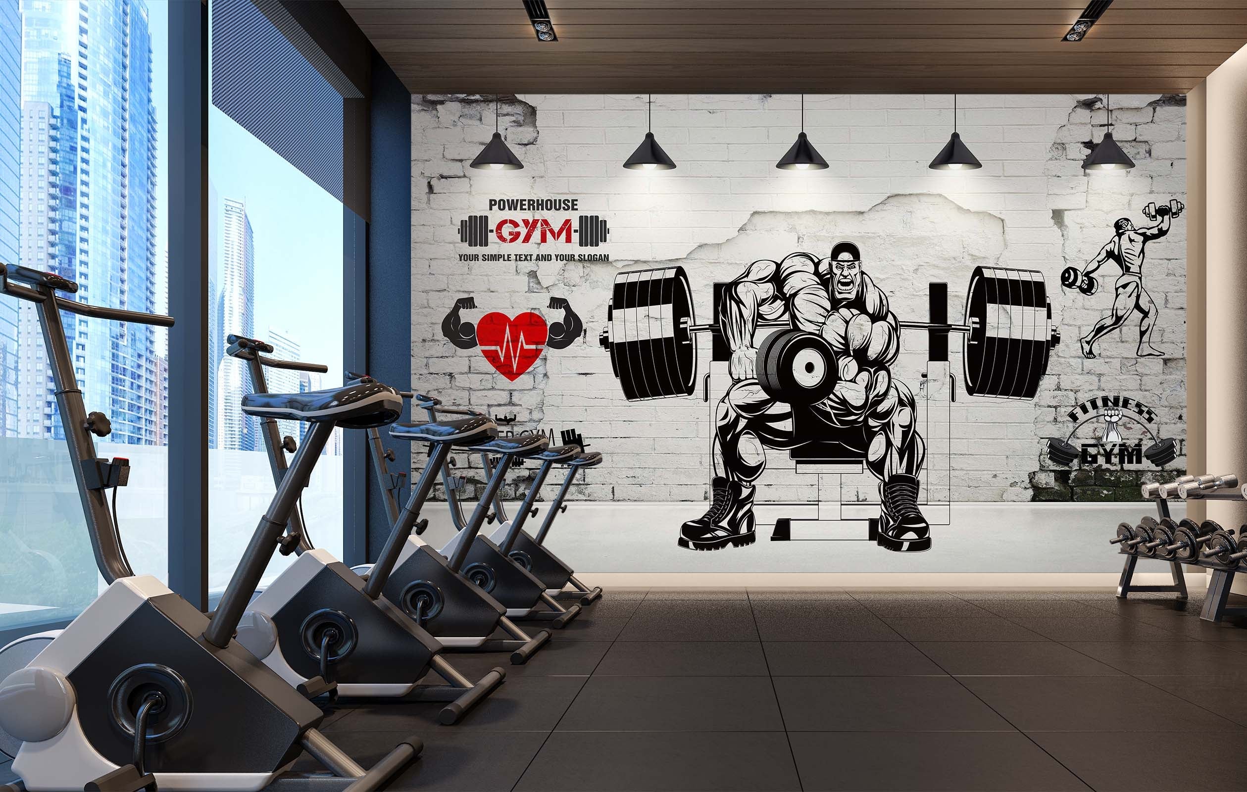 3D Muscle Barbell 047 Wall Murals Wallpaper AJ Wallpaper 2