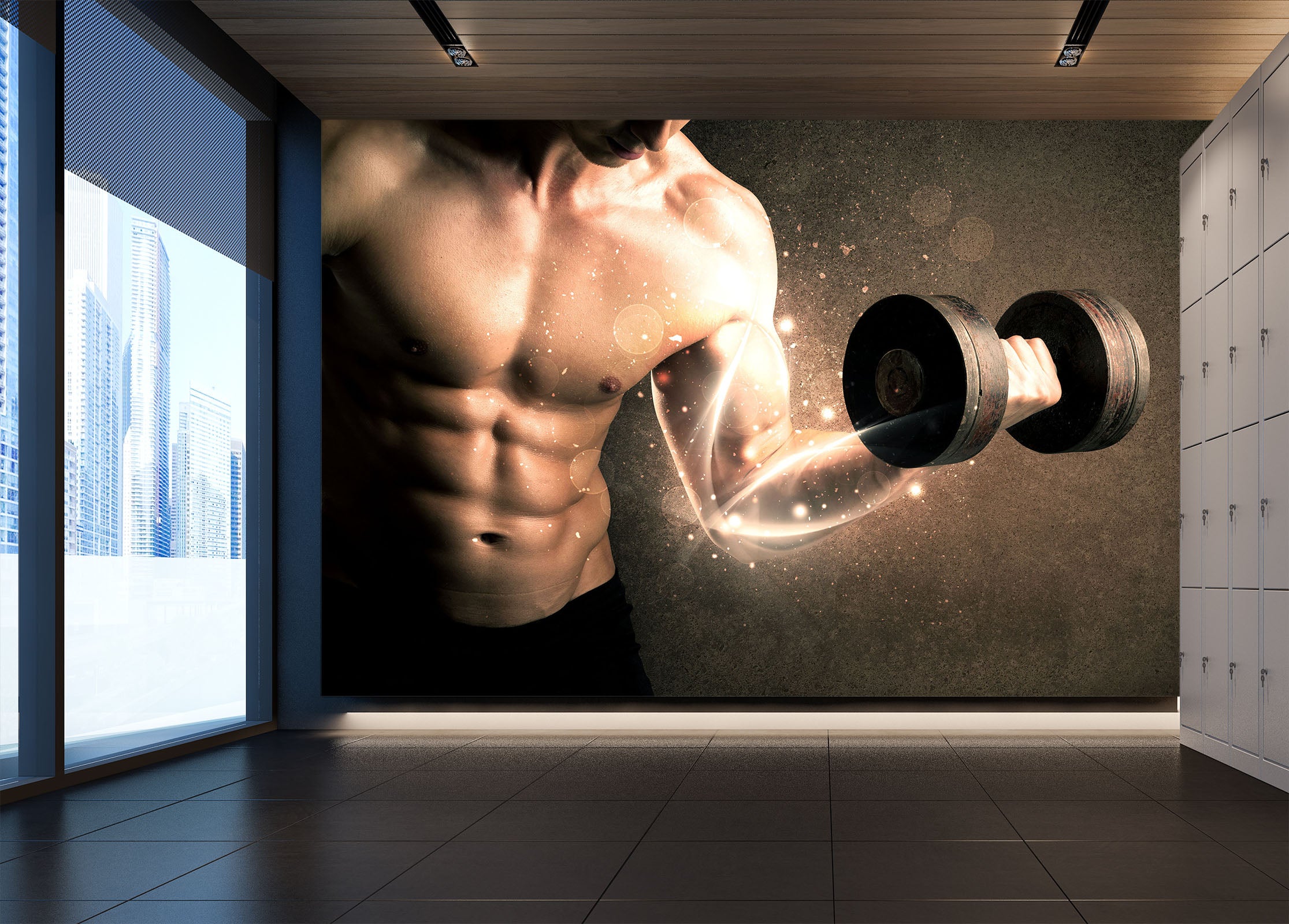 3D Abs Dumbbell 237 Wall Murals